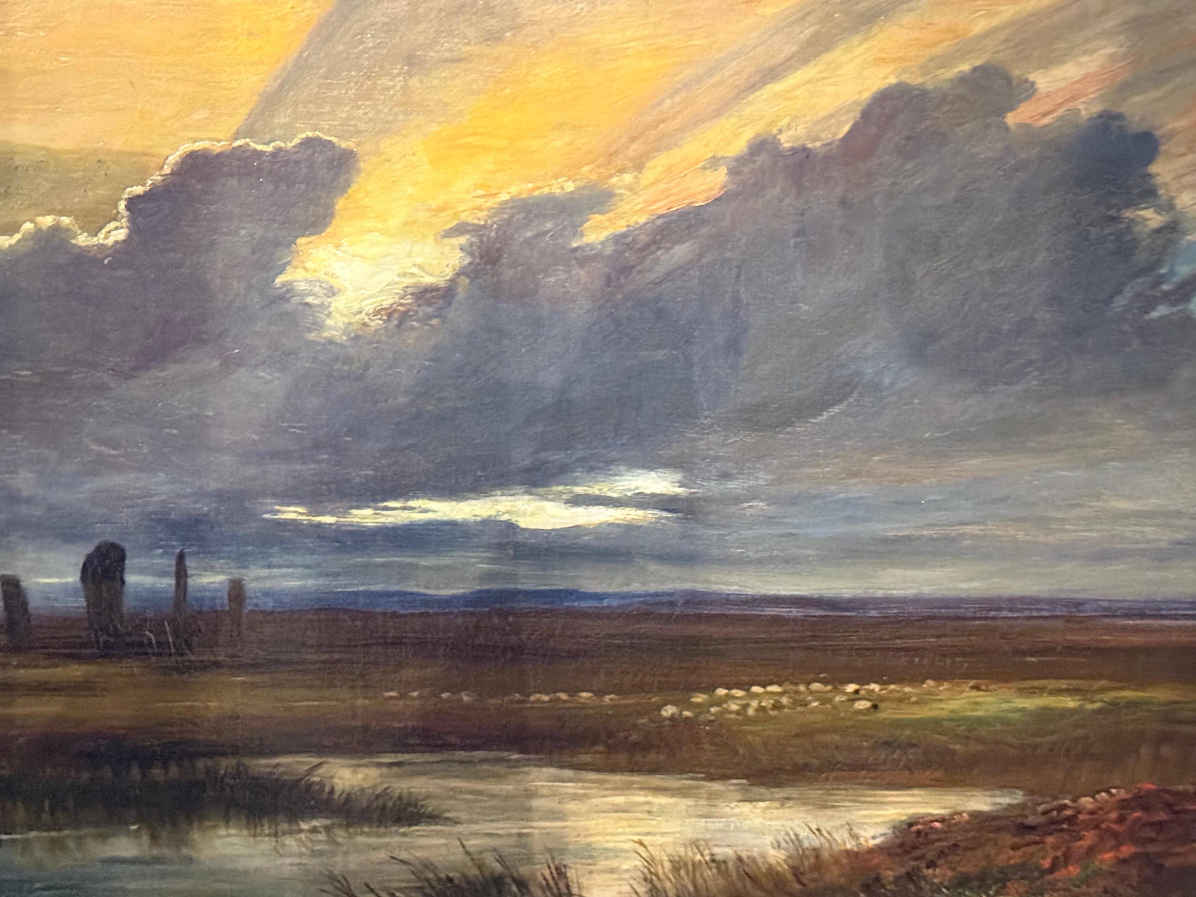 Stehende Steine im Machrie Moor, Schottland in der Abenddämmerung, 19. Jahrhundert, Öl auf Leinwand (Romantik), Painting, von John Macwhirter