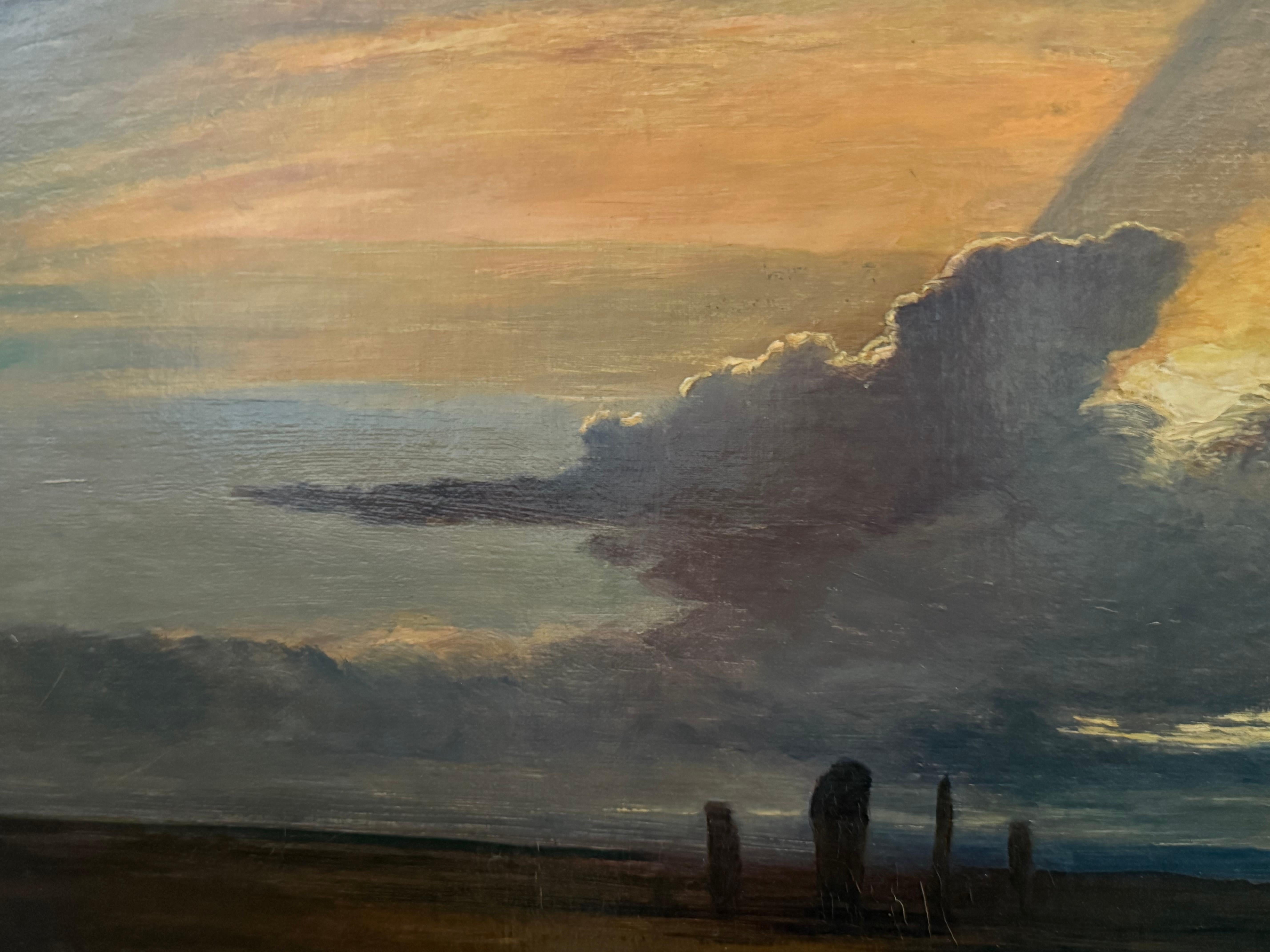 Stehende Steine im Machrie Moor, Schottland in der Abenddämmerung, 19. Jahrhundert, Öl auf Leinwand im Angebot 2