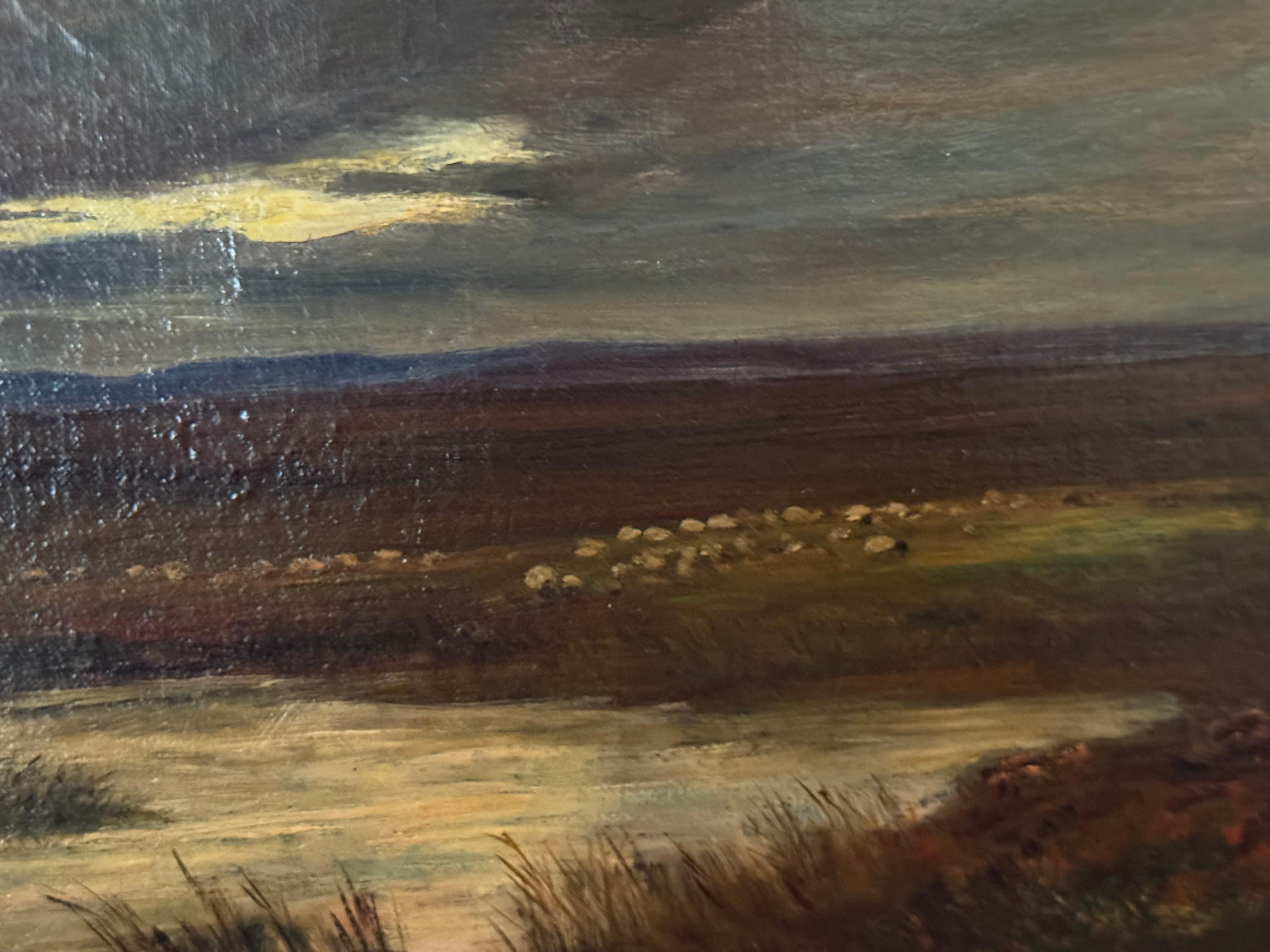 Stehende Steine im Machrie Moor, Schottland in der Abenddämmerung, 19. Jahrhundert, Öl auf Leinwand im Angebot 4