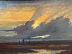 Stehende Steine im Machrie Moor, Schottland in der Abenddämmerung, 19. Jahrhundert, Öl auf Leinwand