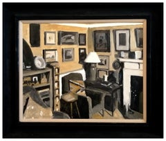 Corner of the Sitting Room - House Interior Still Life Oil on Board Painting