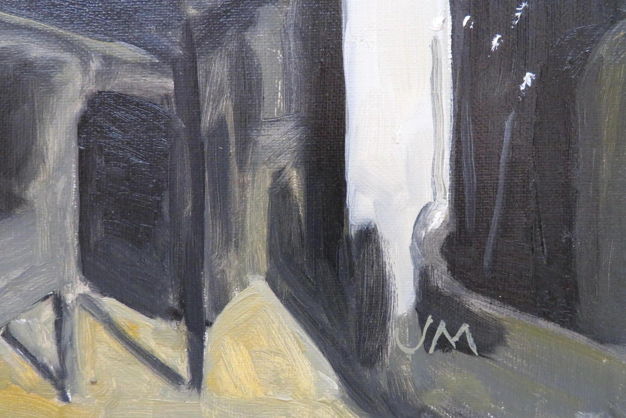 OIL IMPRESSIONniste OIL ORIGINAL FINE ENGLISH POST « The Sitting Room » (La chambre à coucher) c.1980 - Painting de John Maddison