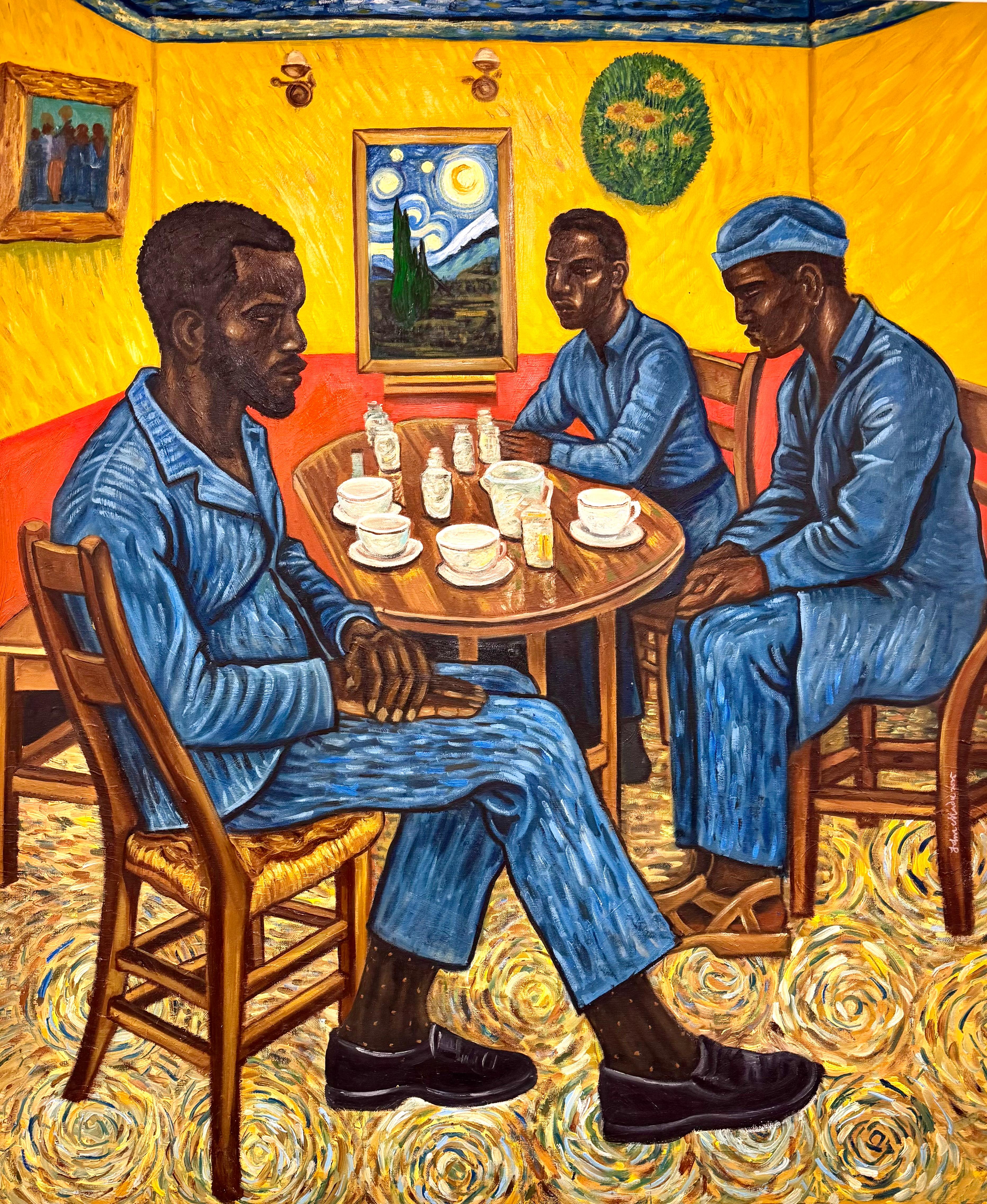 John Madu Portrait Painting – All day Breakfast cafè