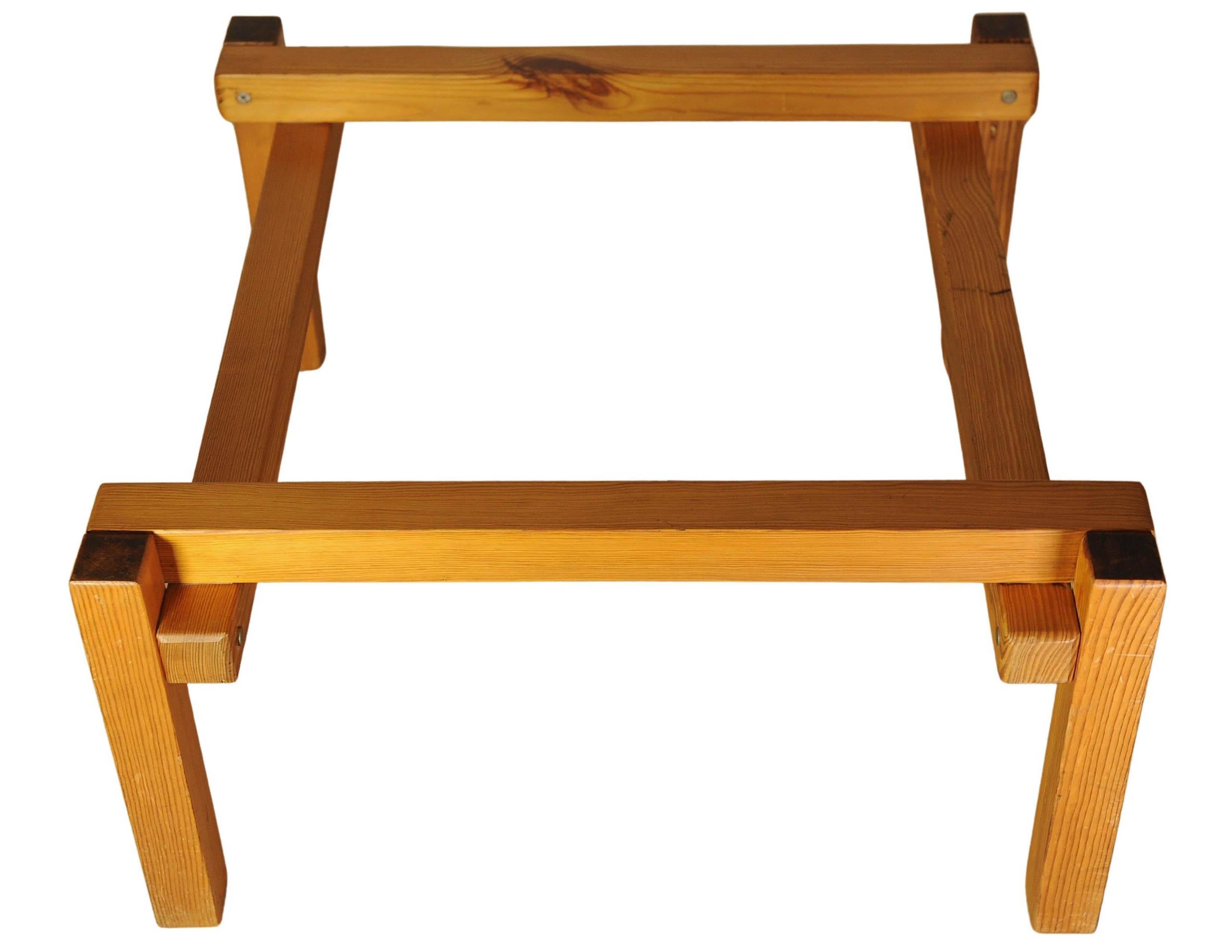 British John Makepeace For Heals Pine Frame Organic Coffee Table With Glazed Square Top For Sale