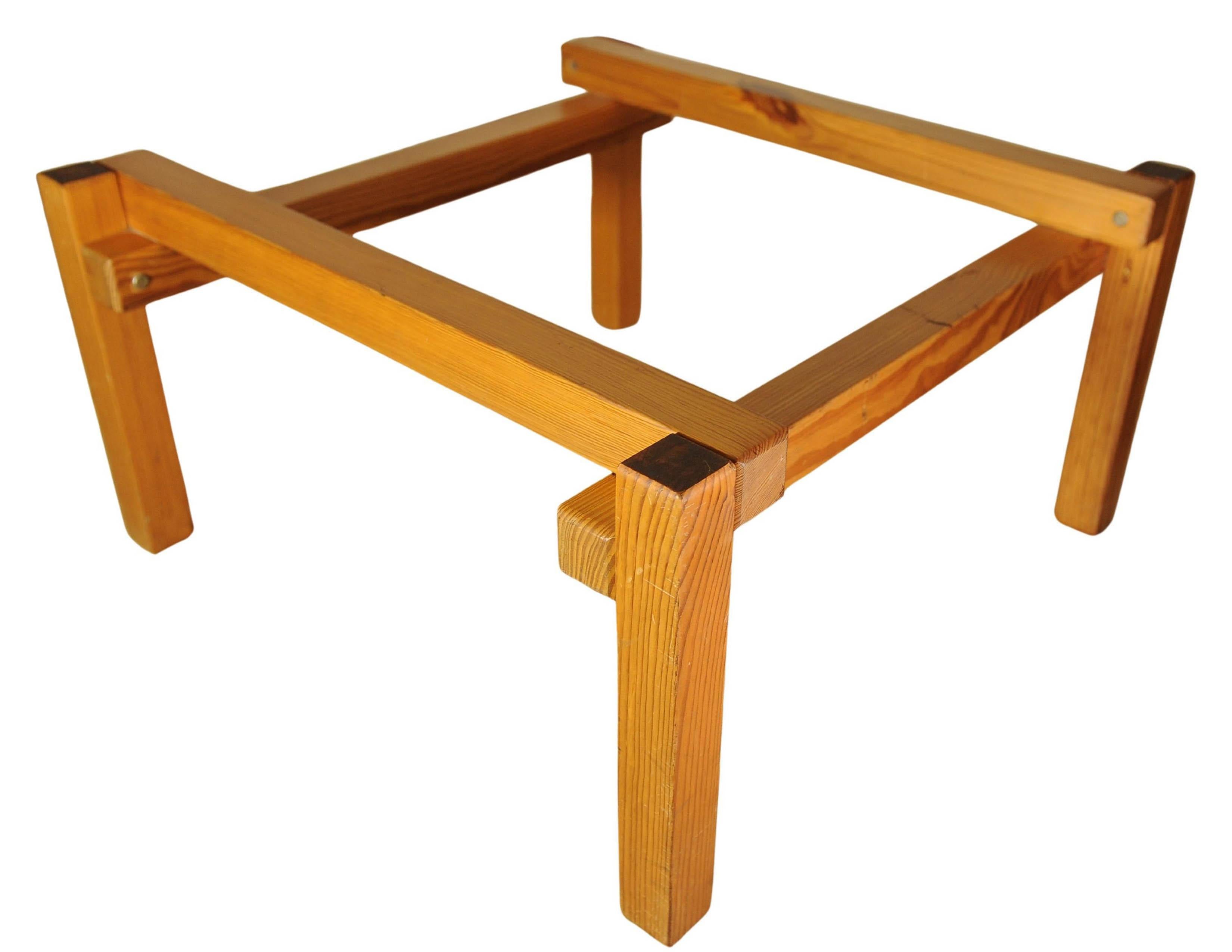 20th Century John Makepeace For Heals Pine Frame Organic Coffee Table With Glazed Square Top For Sale