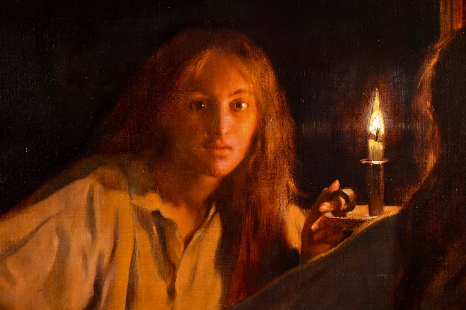 All Hallows' Eve - Pre-Raphaelite Oil, Figure in Interior by John Maler Collier 2