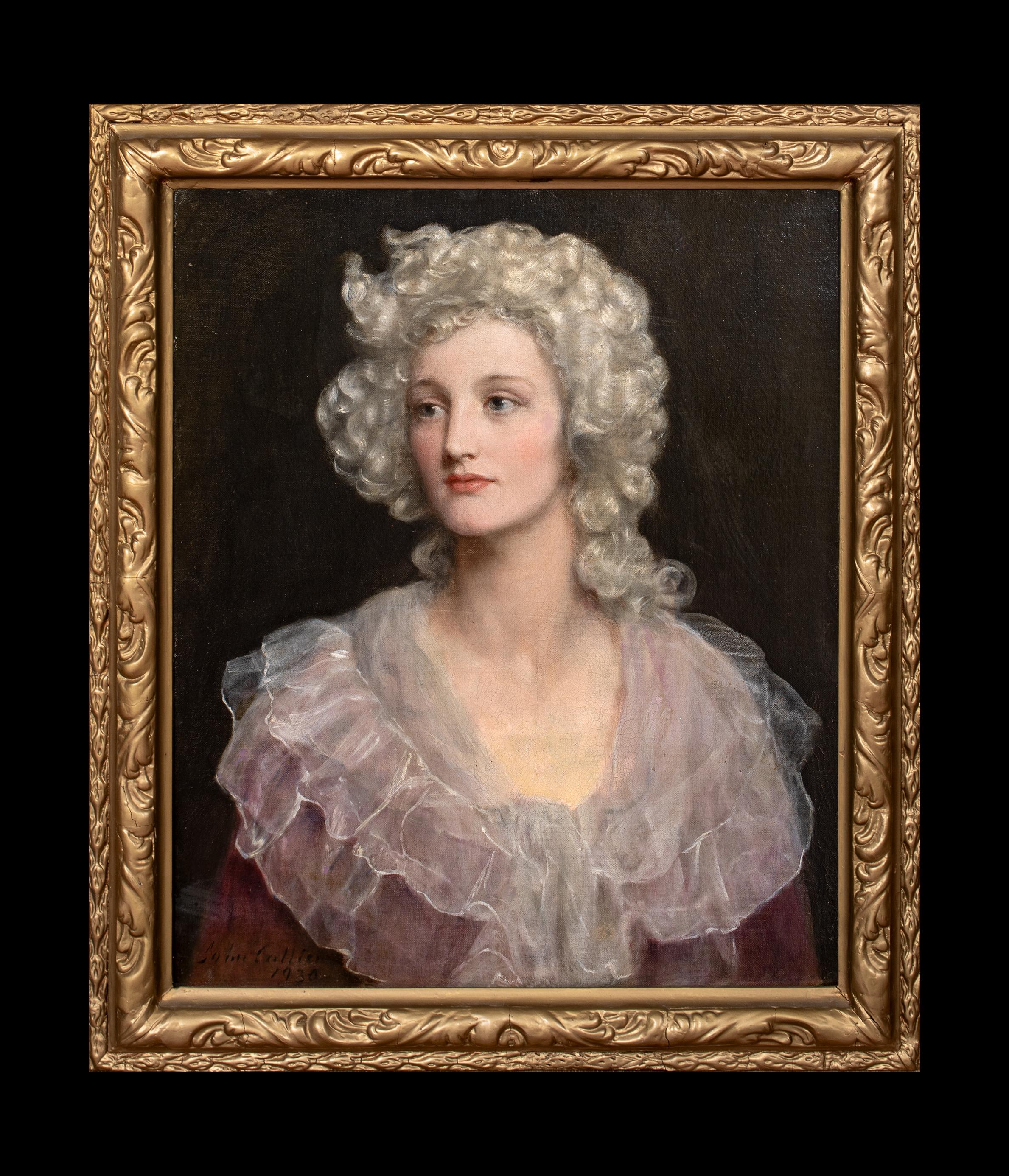 Ritratto della signora Diana George (nata Atkinson), datato 1930 Scuola pre raffaellesca - Painting di John Maler Collier