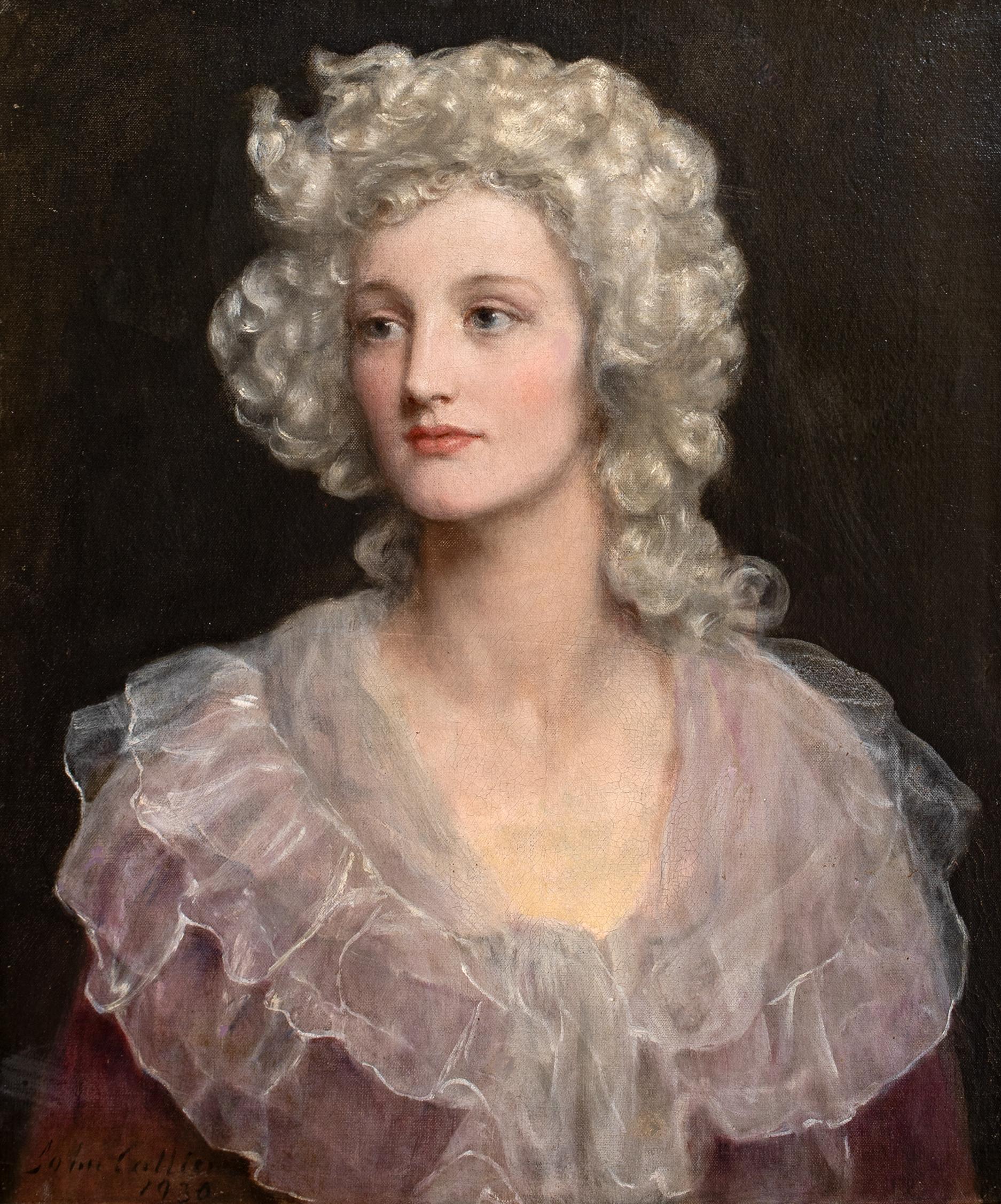 Ritratto della signora Diana George (nata Atkinson), datato 1930 Scuola pre raffaellesca - Portrait Painting Marrone di John Maler Collier