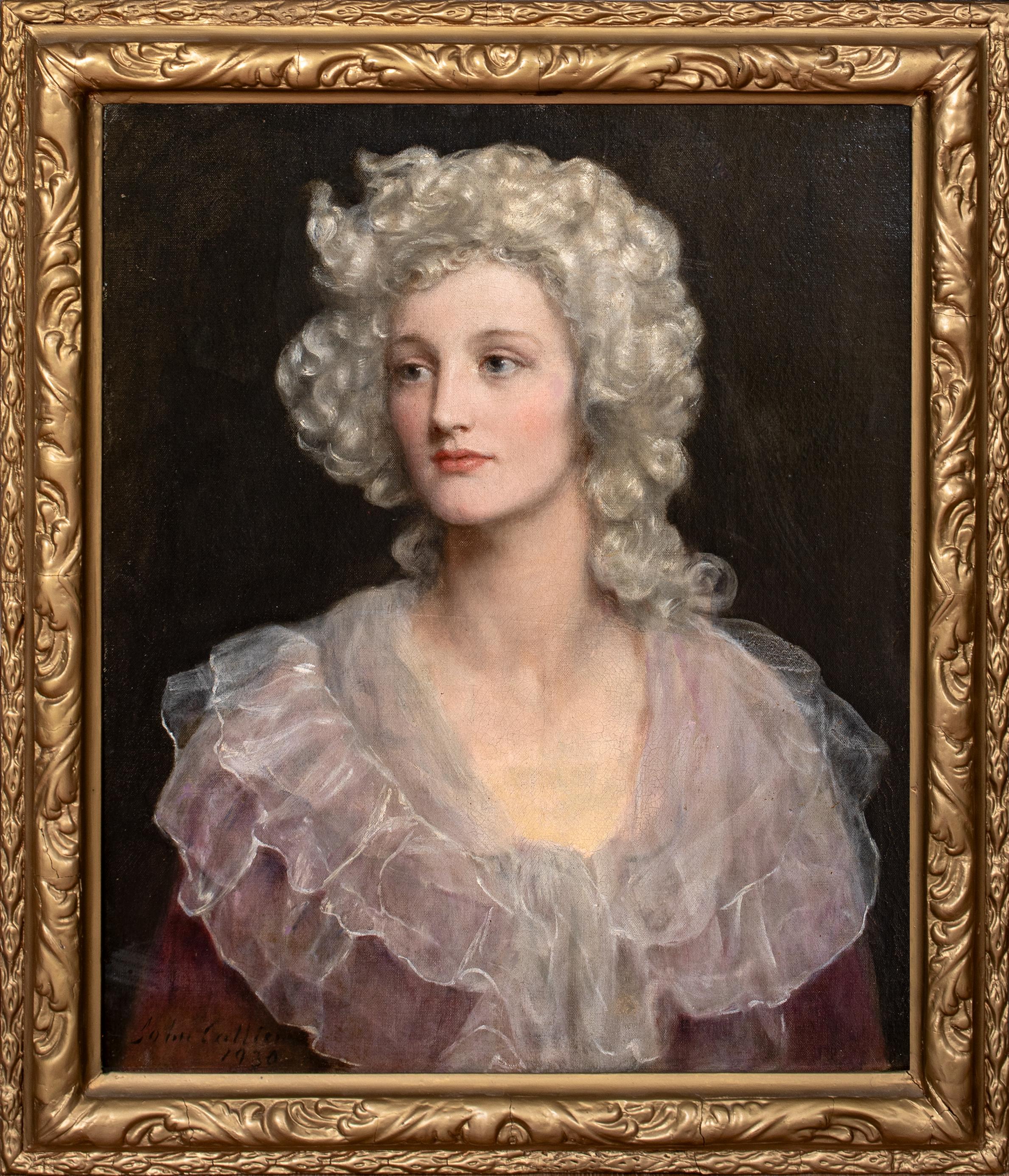 Portrait Painting di John Maler Collier - Ritratto della signora Diana George (nata Atkinson), datato 1930 Scuola pre raffaellesca