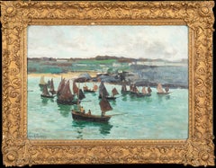 The Fishing Fleet Off Pedn Olva, circa 1900  by John Mallard BROMLEY (1858-1939)