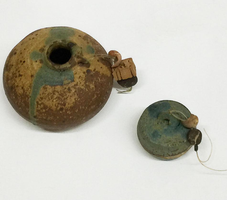 John Maltby, British stoneware

2 pieces stoneware, small vase and a box with cover
The vase has the impressed makers mark and the little box is marked with painted Maltby

John Maltby (1936-)
Born in Lincolnshire, United Kingdom

He studied
