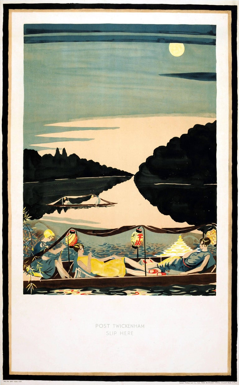 Original Vintage Art Deco London Underground Transport Poster For Twickenham Uk
