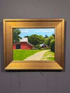 John Mansueto, "Northshore Barnyard" 11x14, Rural Red Barn Original Oil Painting