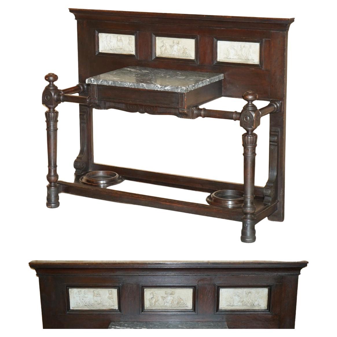 JOHN MAPLE 
CO BOIS DUR 
MARBRE AVEC FRIEZES EN PLÂTRE ITALIEN PORTE-MBRELLA en vente