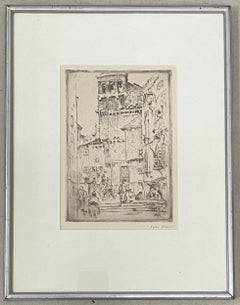 John Marin "Clock Tower of Santa Maria Zobenigo, Venice, Italy" Etching c.1907