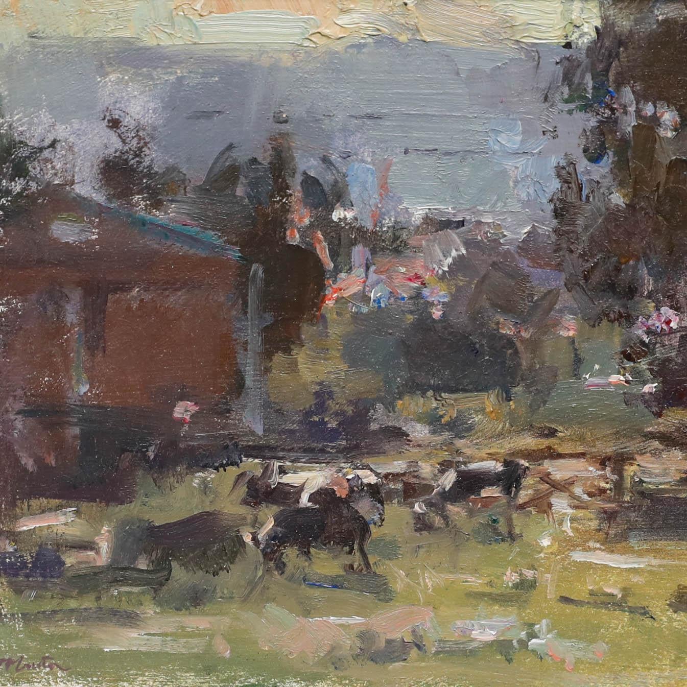 John Martin RBA (b.1957) - Contemporary Oil, Sussex Pasture, Cows in the Sun im Angebot 3