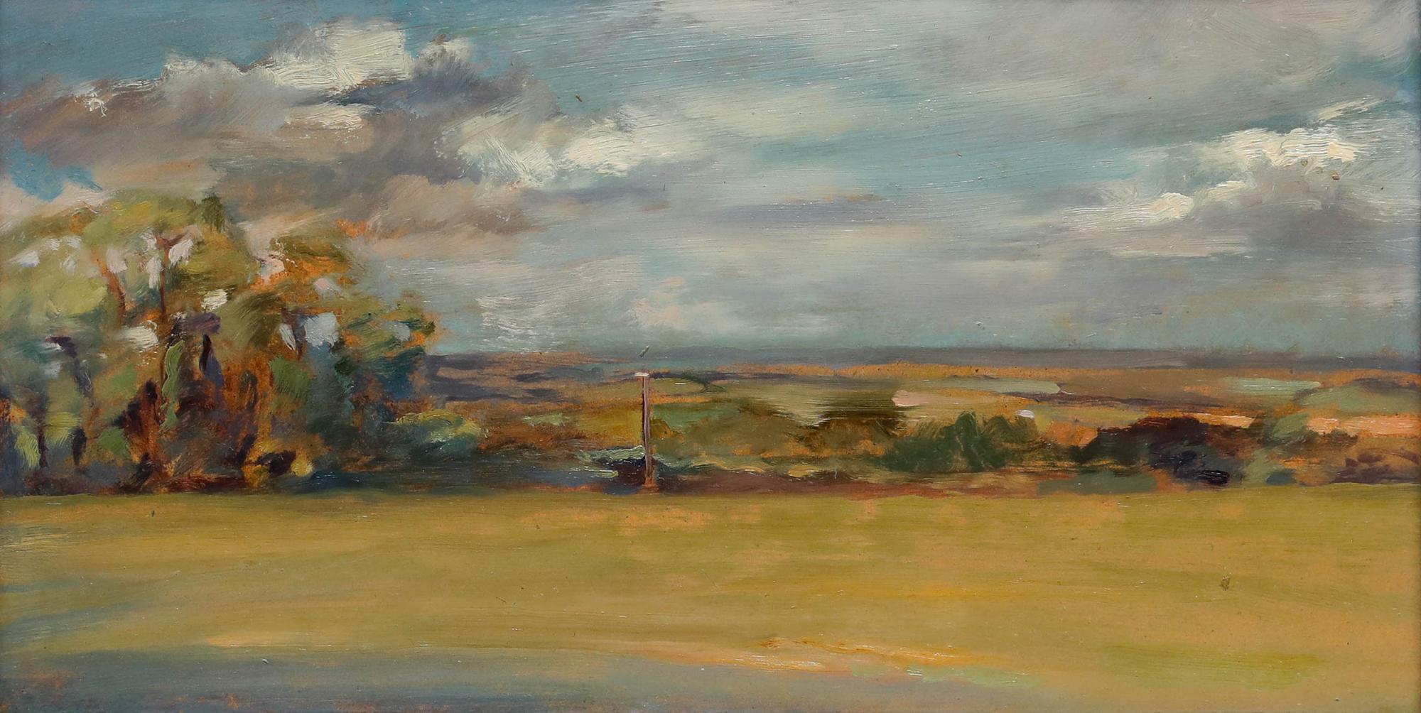 John Martin RBA (b.1957) - Framed 1985 Oil, Newbury's Field im Angebot 1