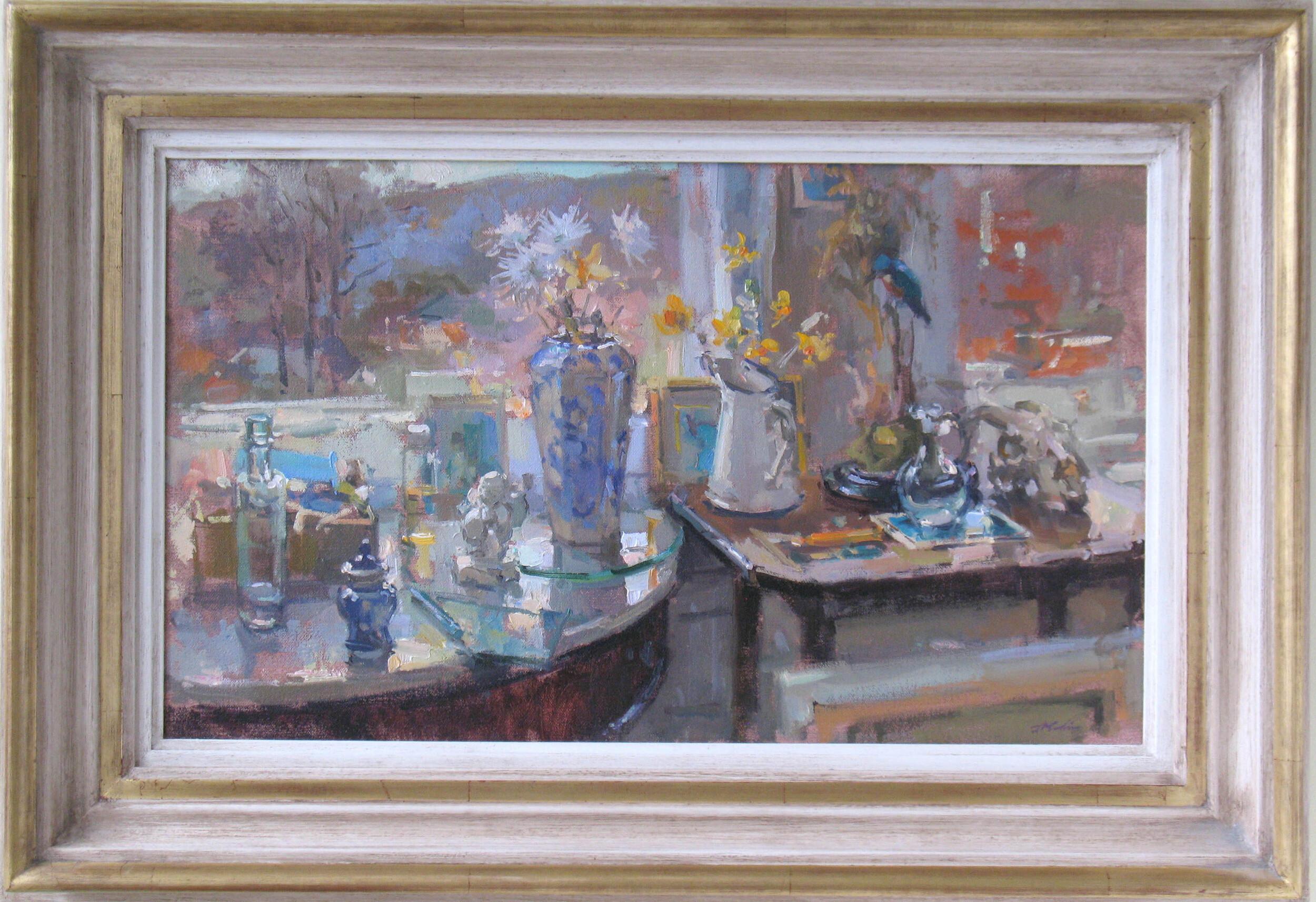John Martin Still-Life Painting - Studio Window with Kingfisher