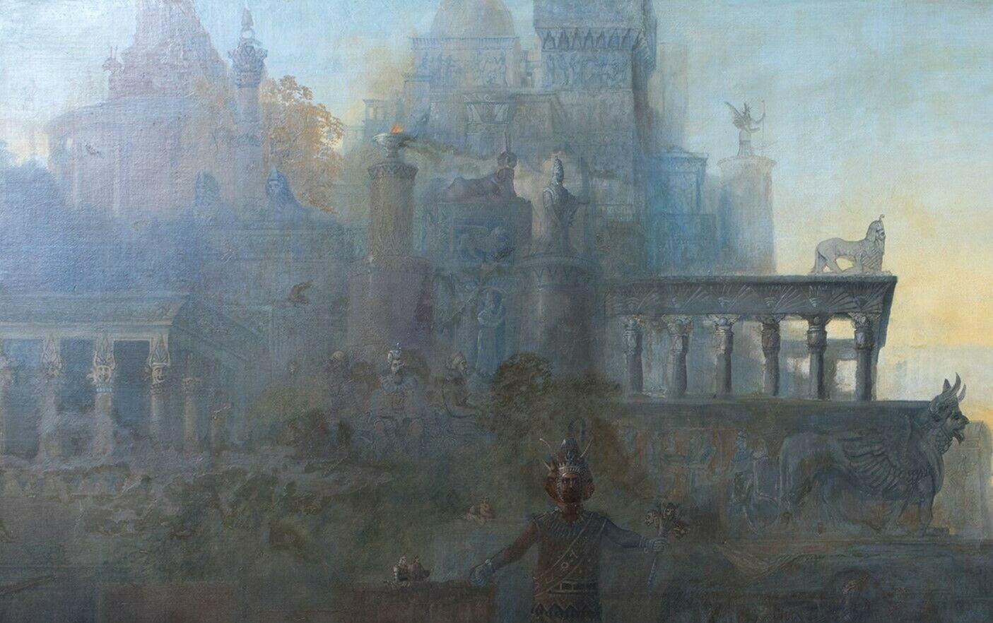 Die Kreuzigung der Tyrianer von Alexander dem Großen, 332 v. Chr., 19. Jahrhundert (Schwarz), Landscape Painting, von John Martin