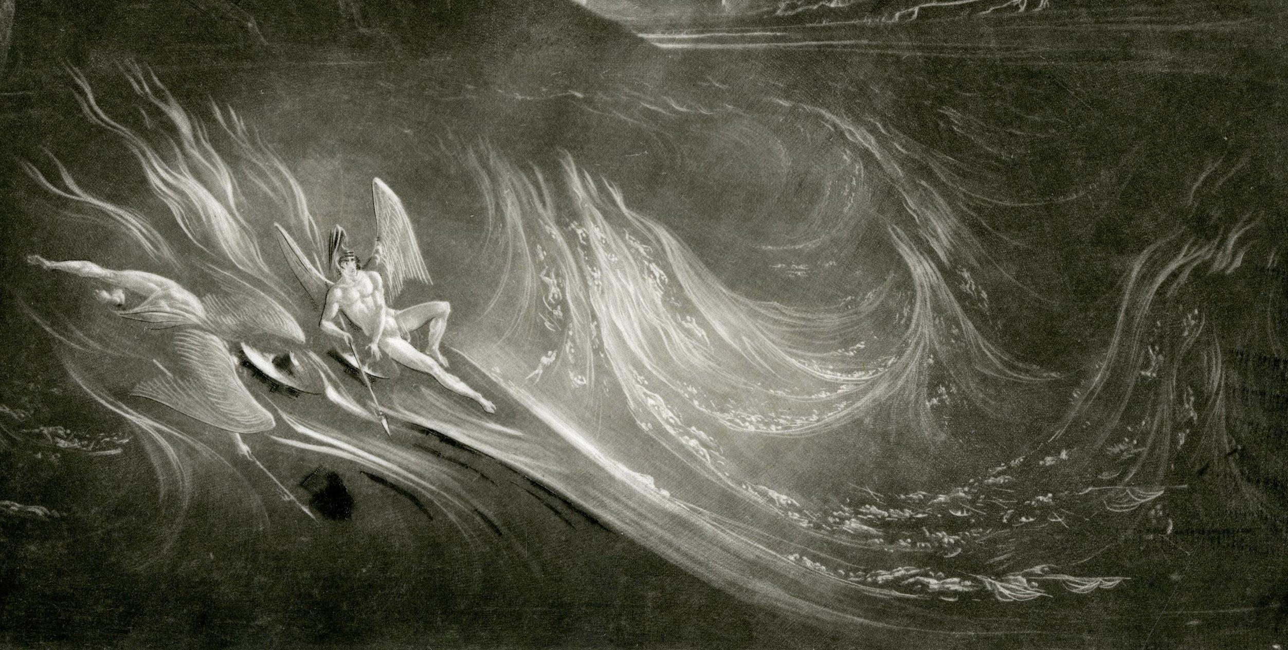 Buch 1, Zeile 192: Satan auf dem brennenden See (Romantik), Print, von John Martin