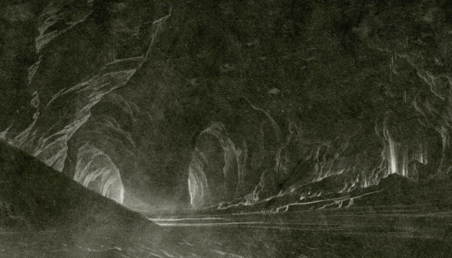 Buch 1, Zeile 192: Satan auf dem brennenden See (Schwarz), Figurative Print, von John Martin