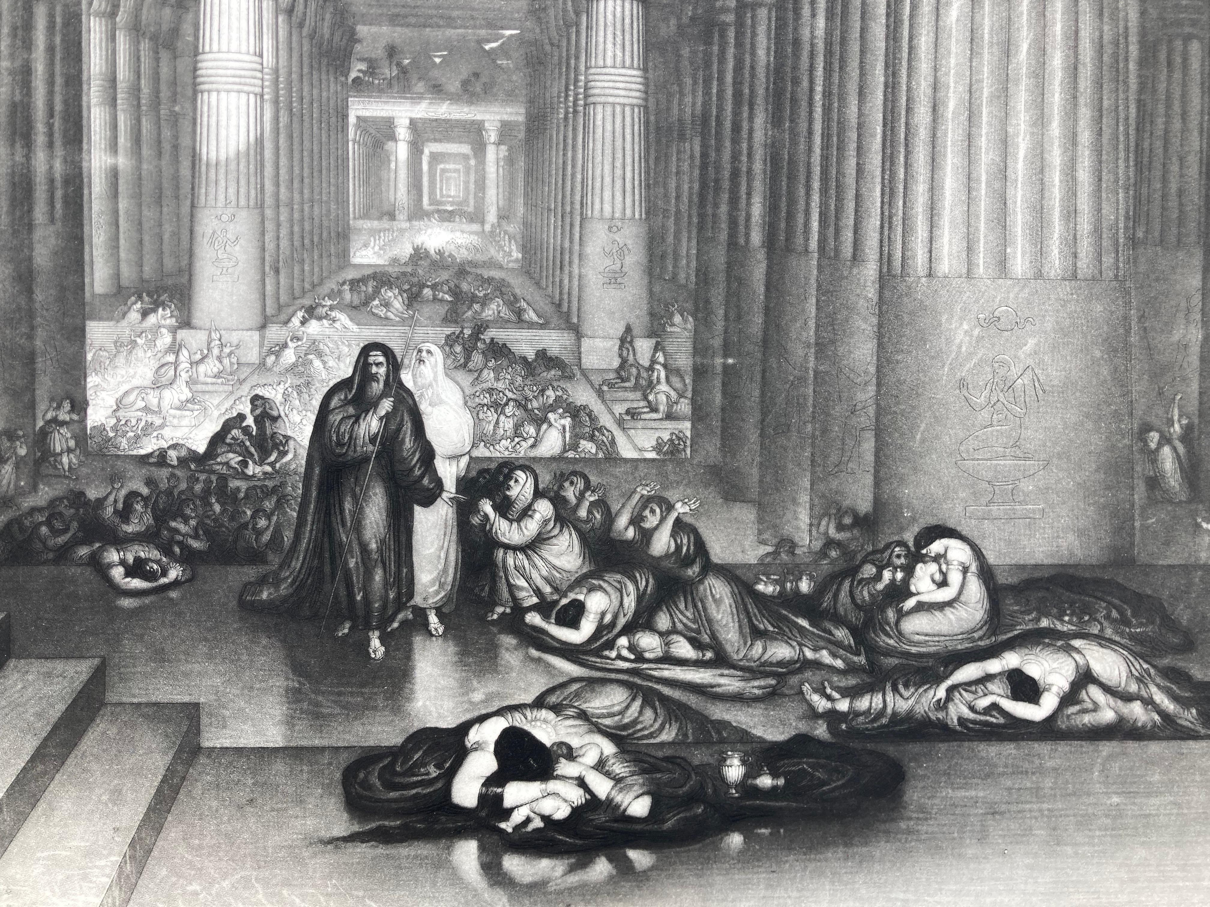 DEATH OF THE FIRST BORN – Proof  Prächtiger großformatiger Mezzotinto-Schmuck   (Alte Meister), Print, von John Martin