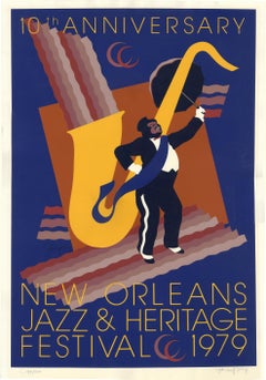 Vintage 10th Anniversary New Orleans Jazz and Heritage Festival Poster - 1979