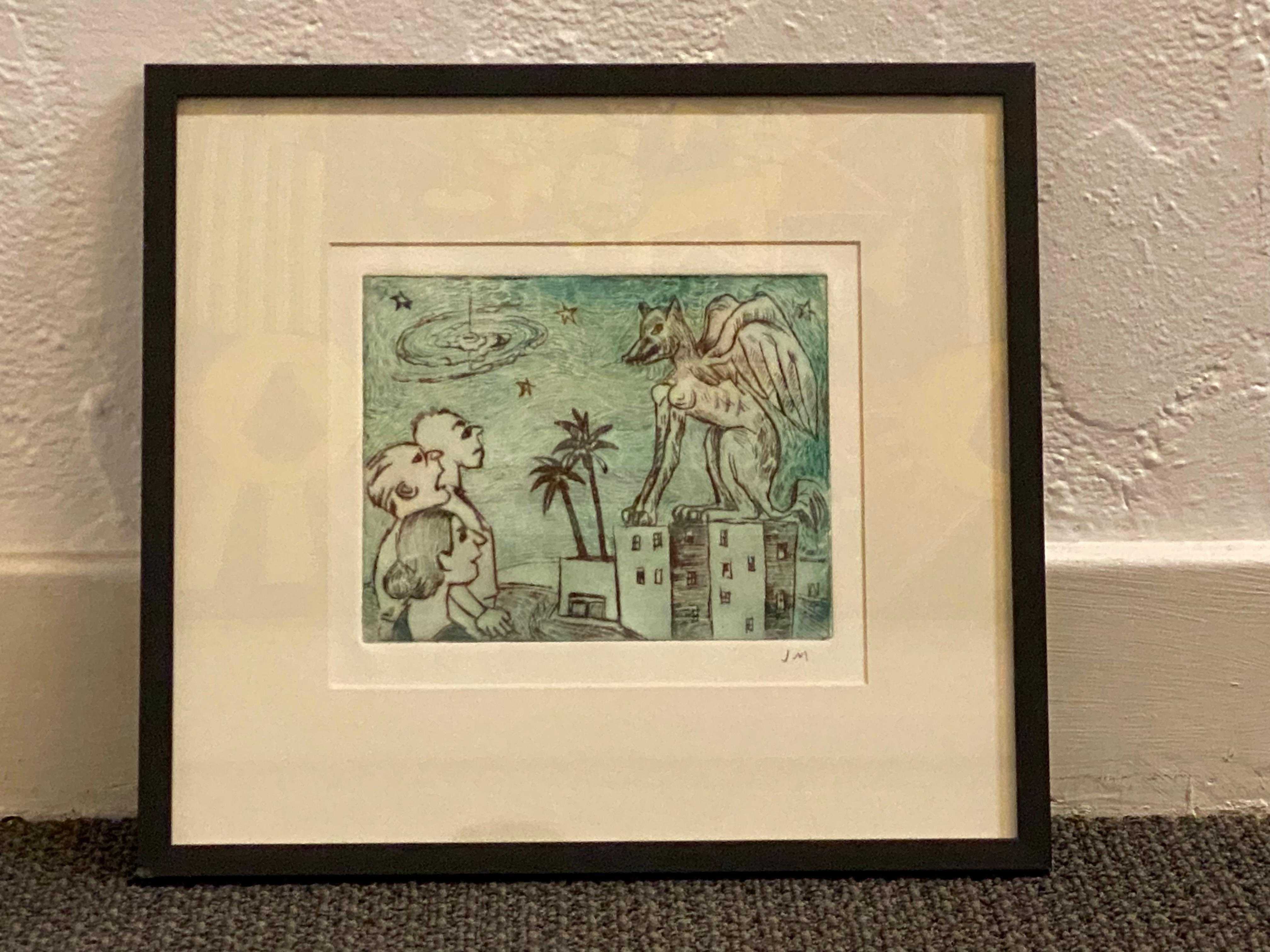 Green Sphinx Etching by John Marx For Sale 1