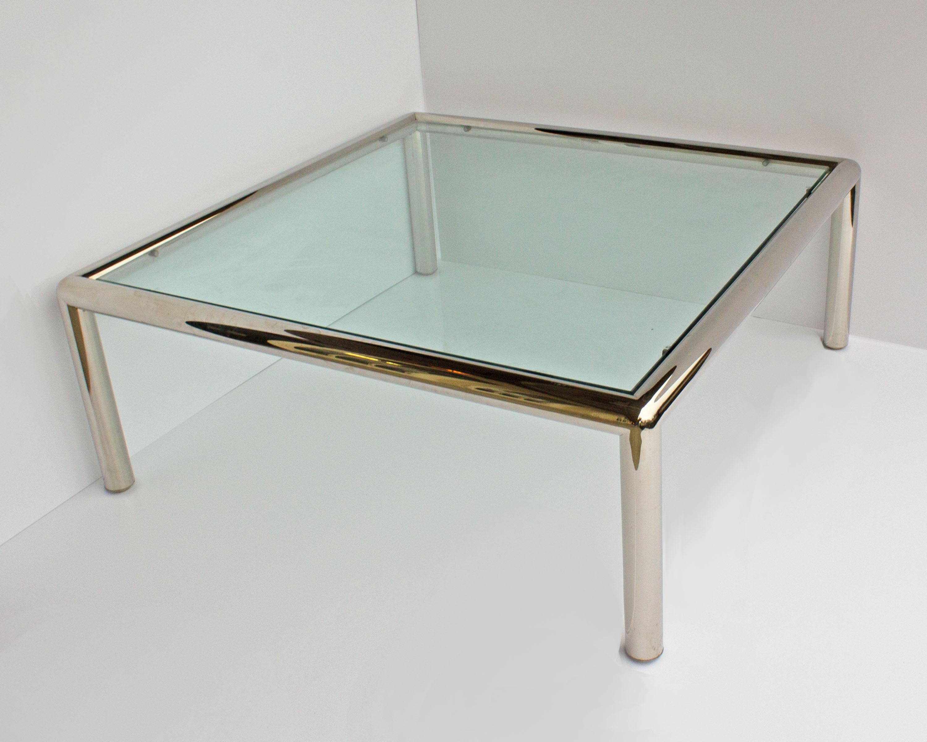 American John Mascheroni 1960s “Tubo” Chrome and Glass Coffee Table