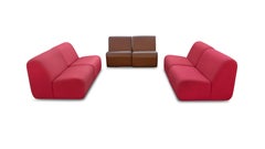 John Mascheroni 6 Piece Sectional Sofa for Vecta Contract Red & Brown Upholstery
