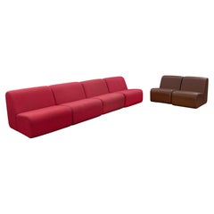 John Mascheroni 6 Piece Sectional Sofa for Vecta Contract Red & Brown Upholstery