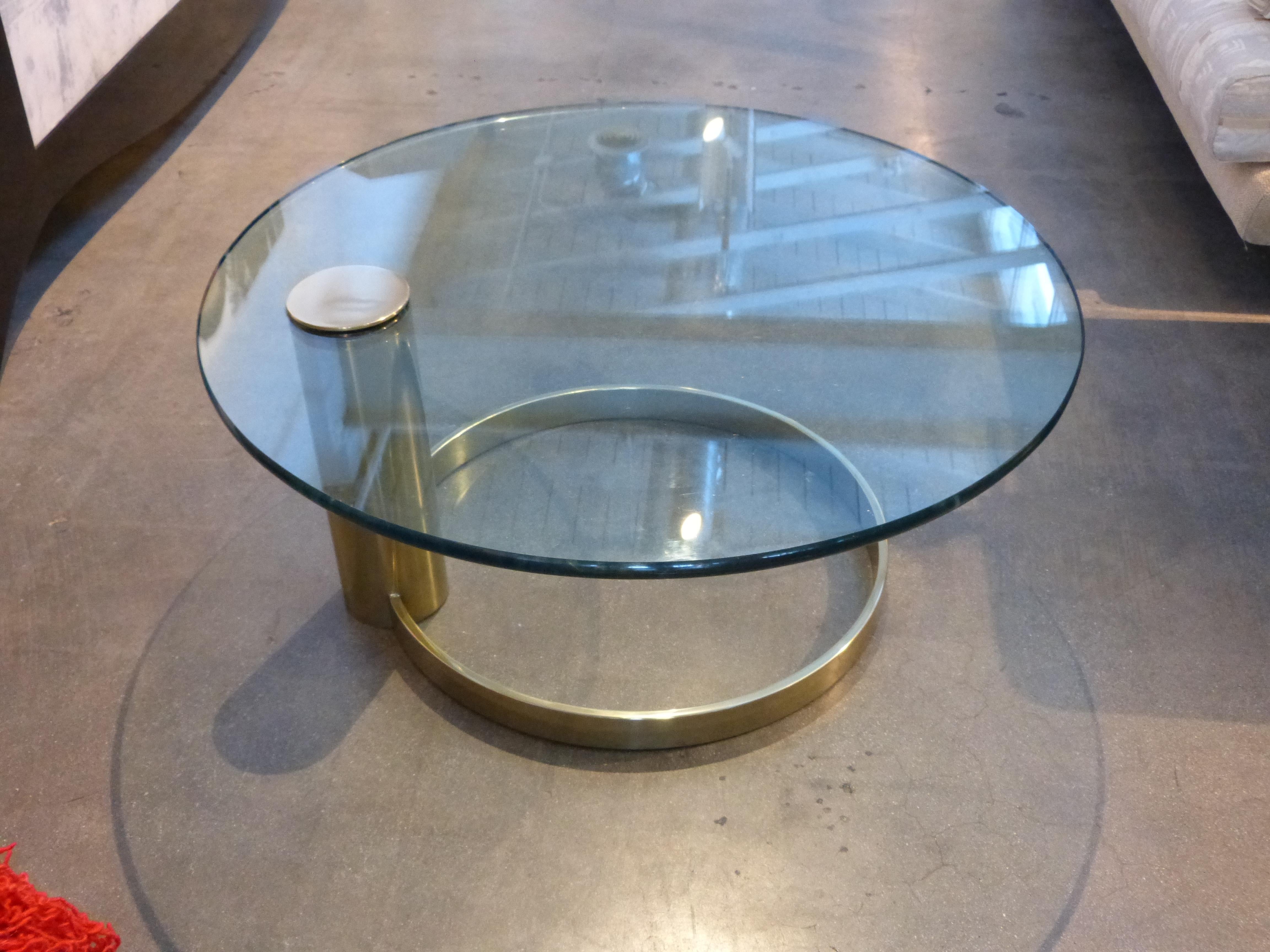 American John Mascheroni Cantilevered Coffee Table Coated in Brass