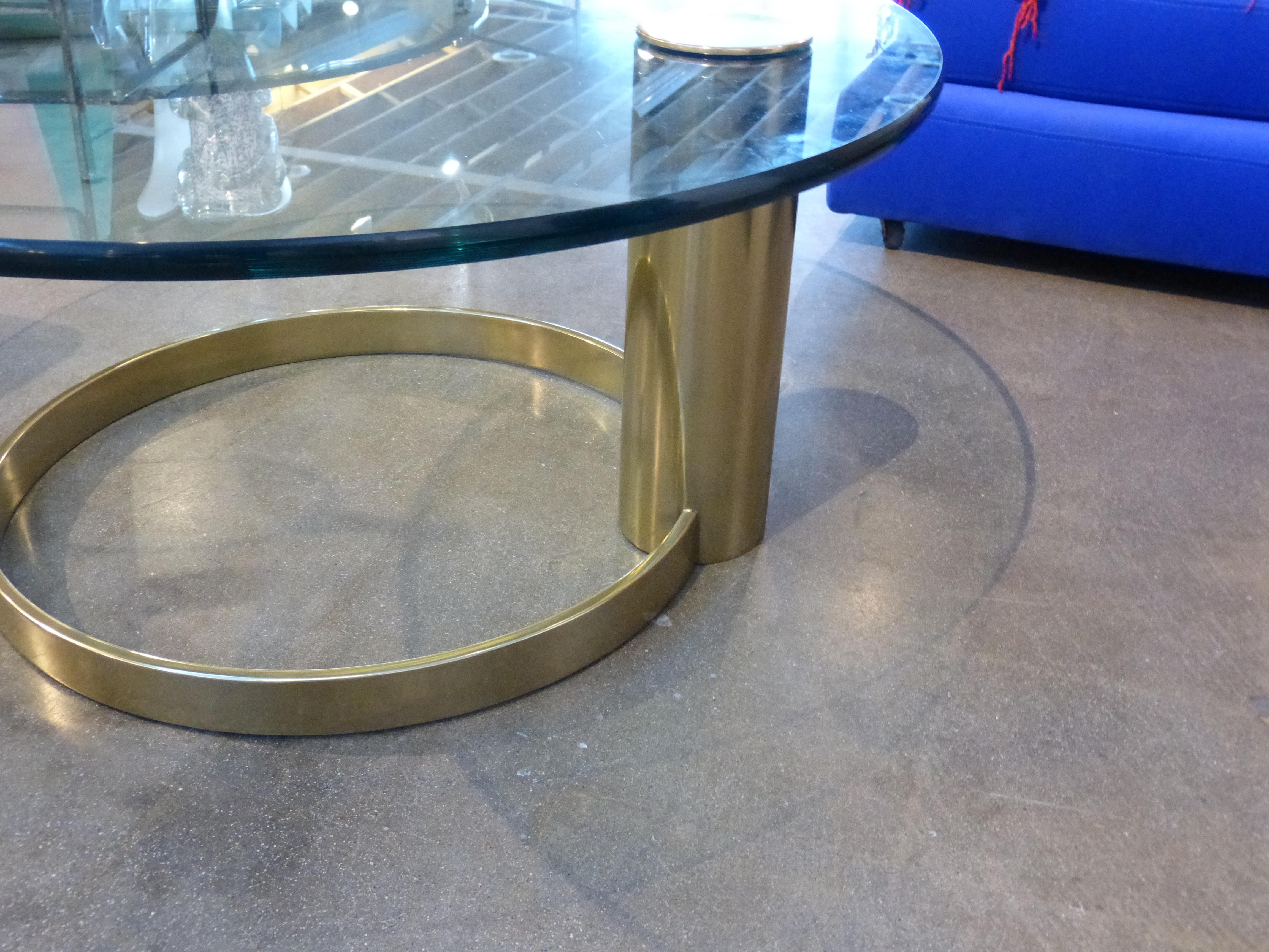 John Mascheroni Cantilevered Coffee Table Coated in Brass In Good Condition In Palm Springs, CA