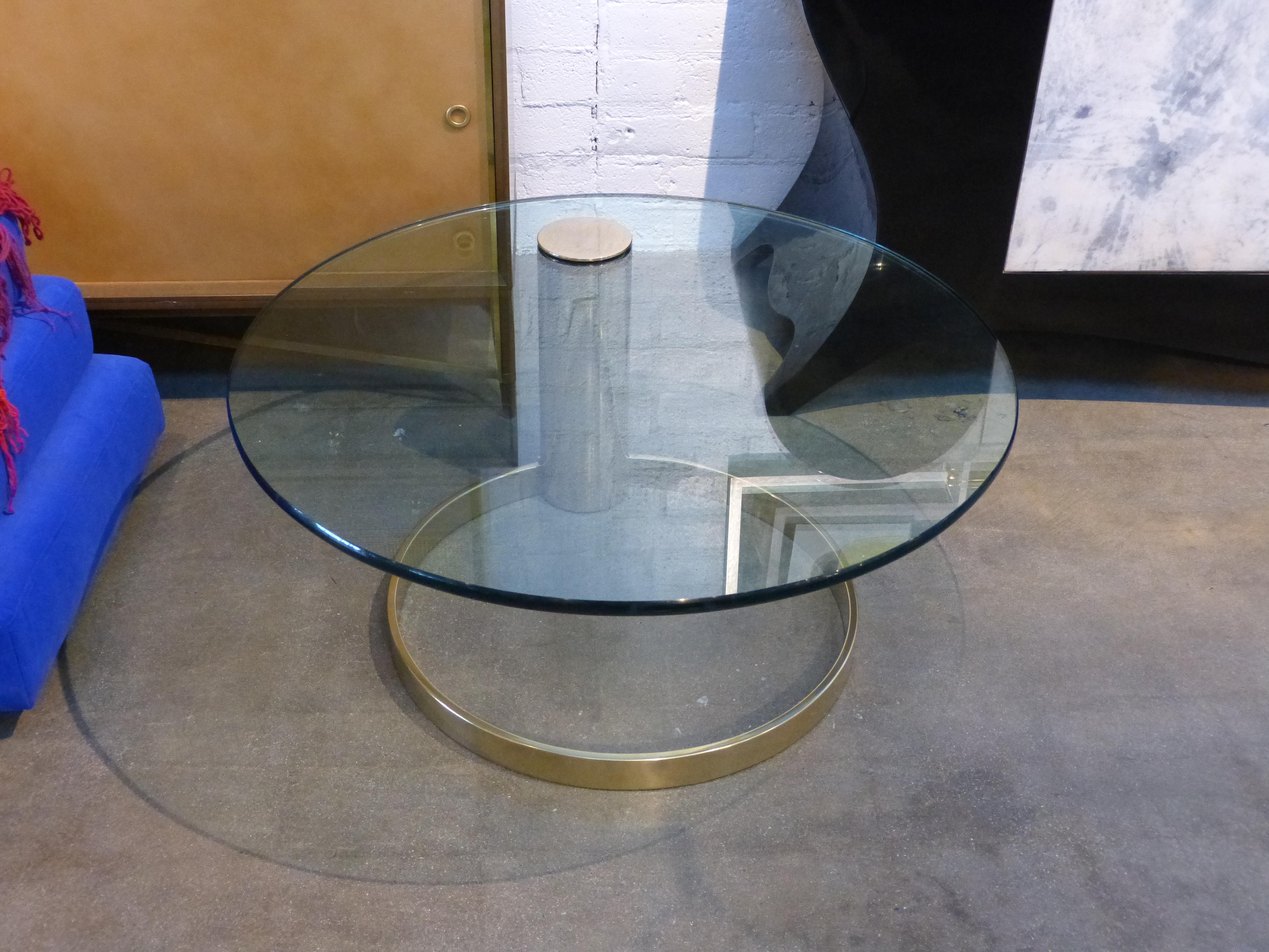 John Mascheroni Cantilevered Coffee Table Coated in Brass 2