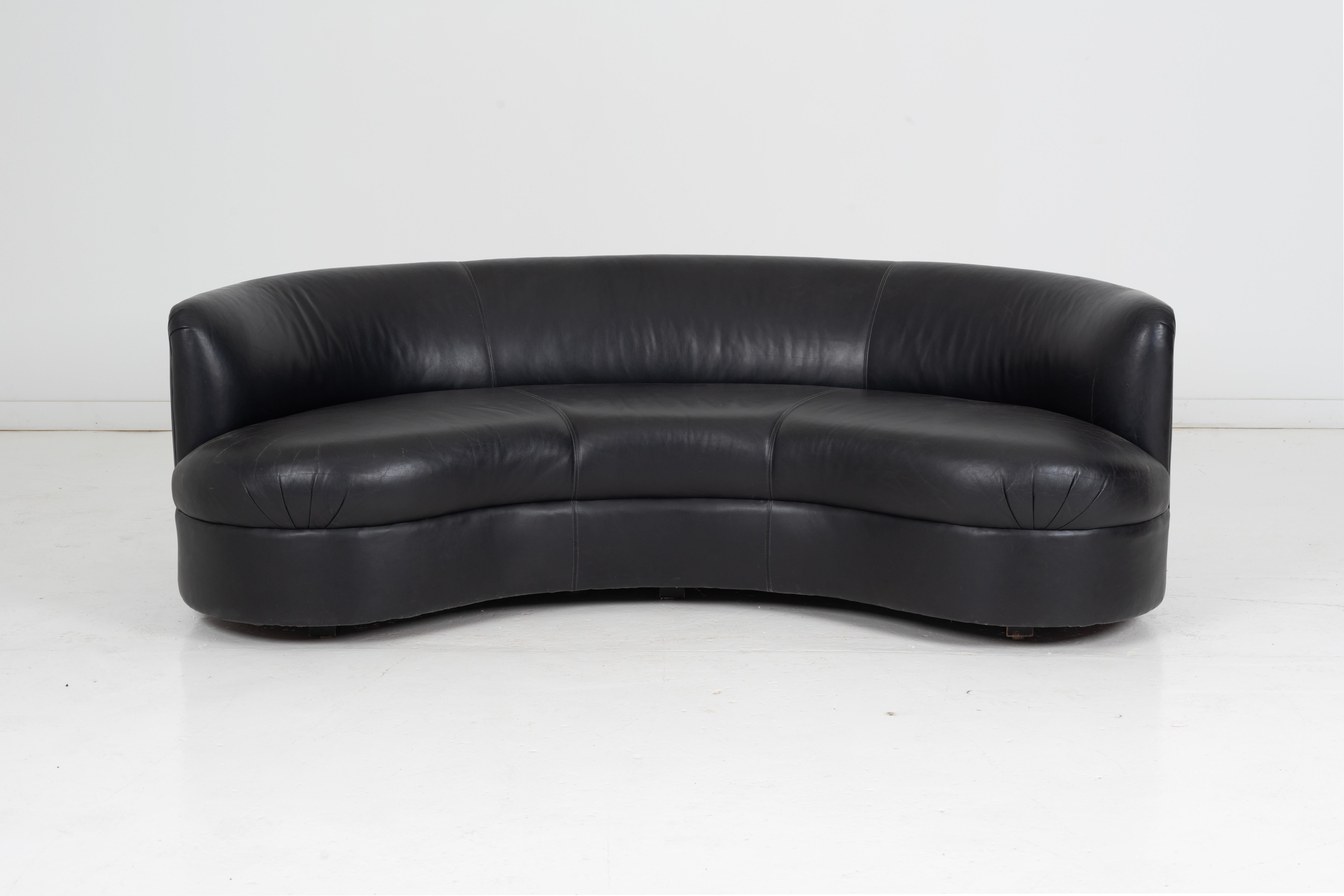 curved leather couch