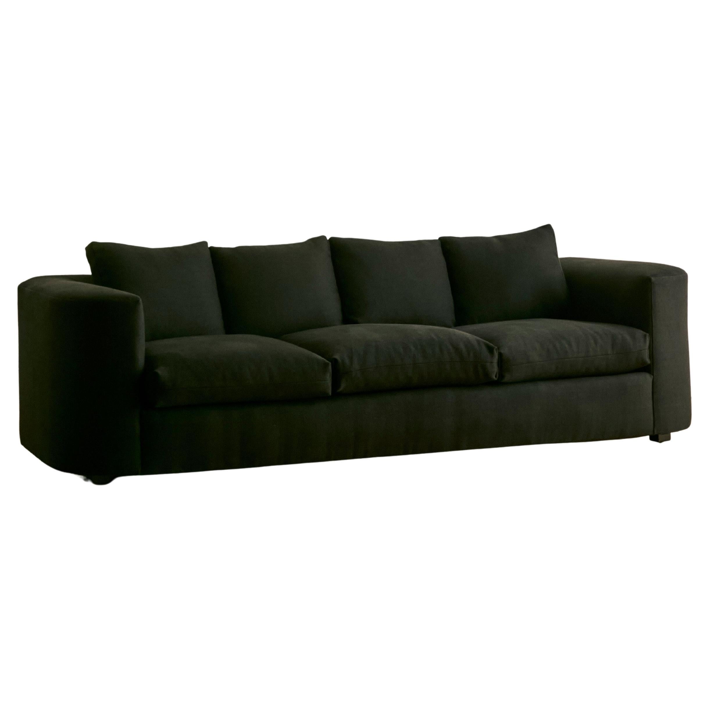 John Mascheroni For Swaim Black Canvas Sofa en venta