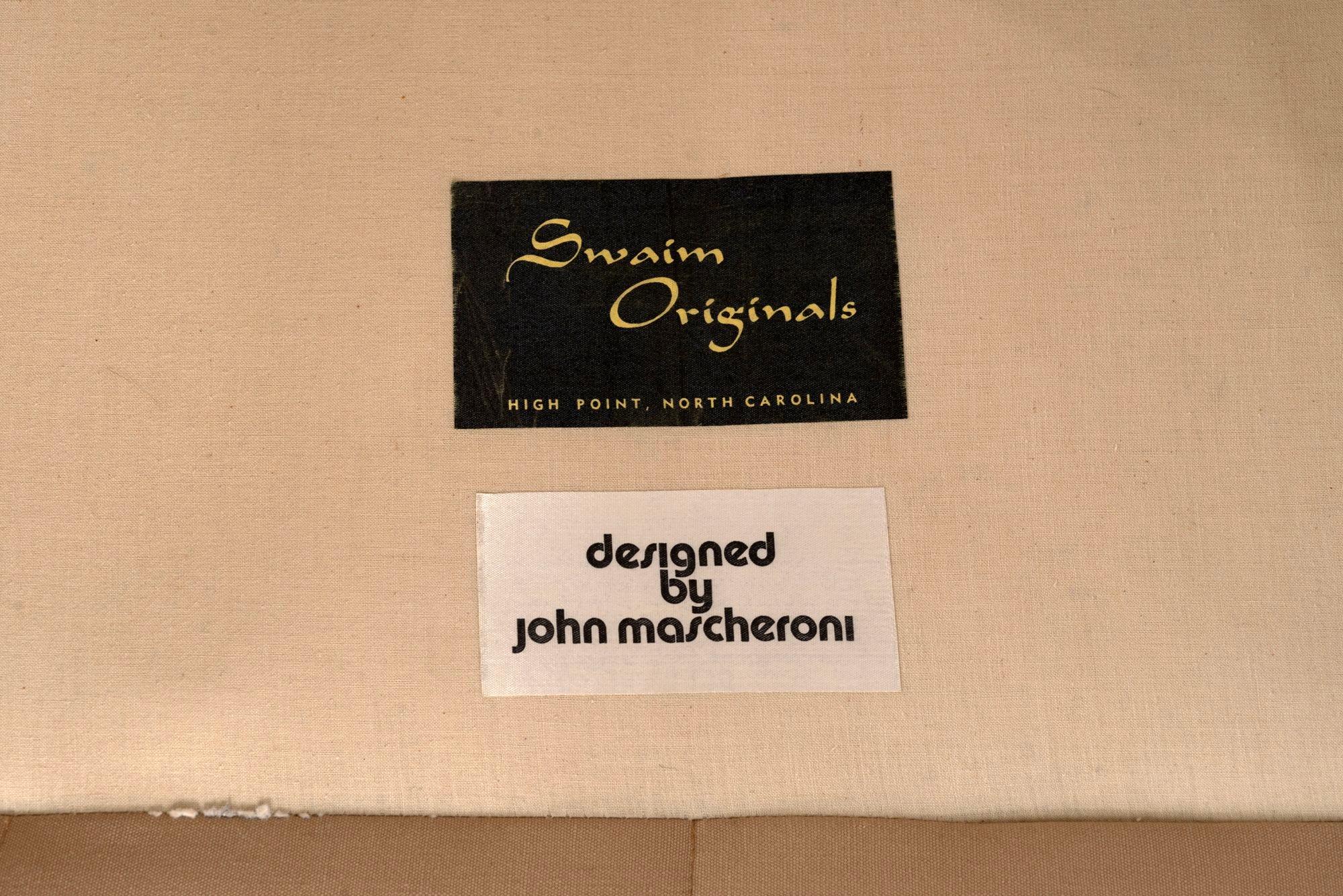 John Mascheroni for Swaim Furniture Quilted Tan Three Seat Sofa 1970's im Angebot 3