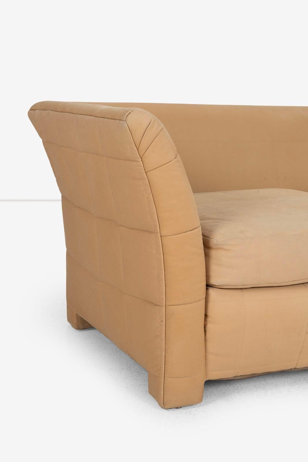 John Mascheroni for Swaim Furniture Quilted Tan Three Seat Sofa 1970's im Angebot 5