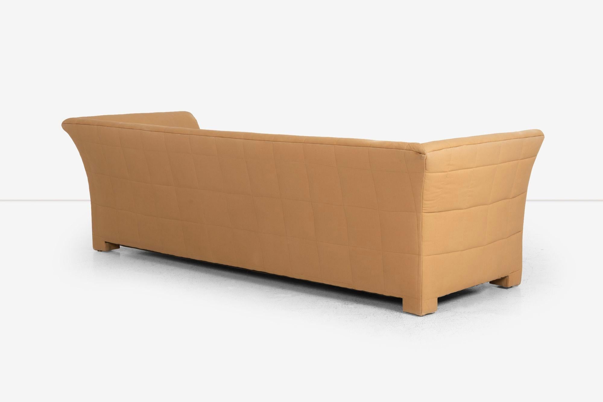 John Mascheroni for Swaim Furniture Quilted Tan Three Seat Sofa 1970's im Angebot 6