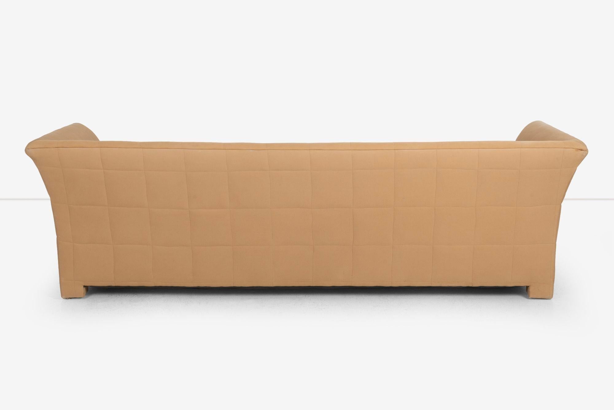 John Mascheroni for Swaim Furniture Quilted Tan Three Seat Sofa 1970's im Angebot 7