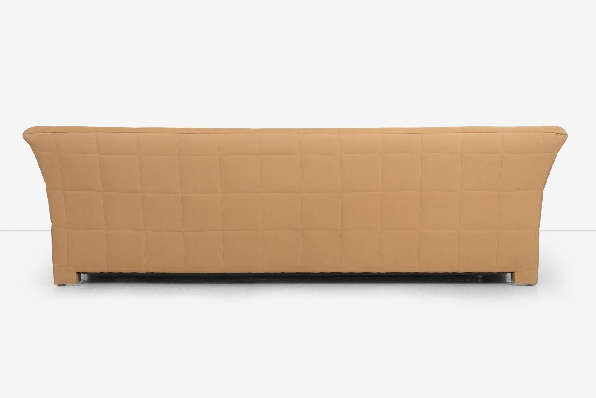 John Mascheroni for Swaim Furniture Quilted Tan Three Seat Sofa 1970's im Angebot 8
