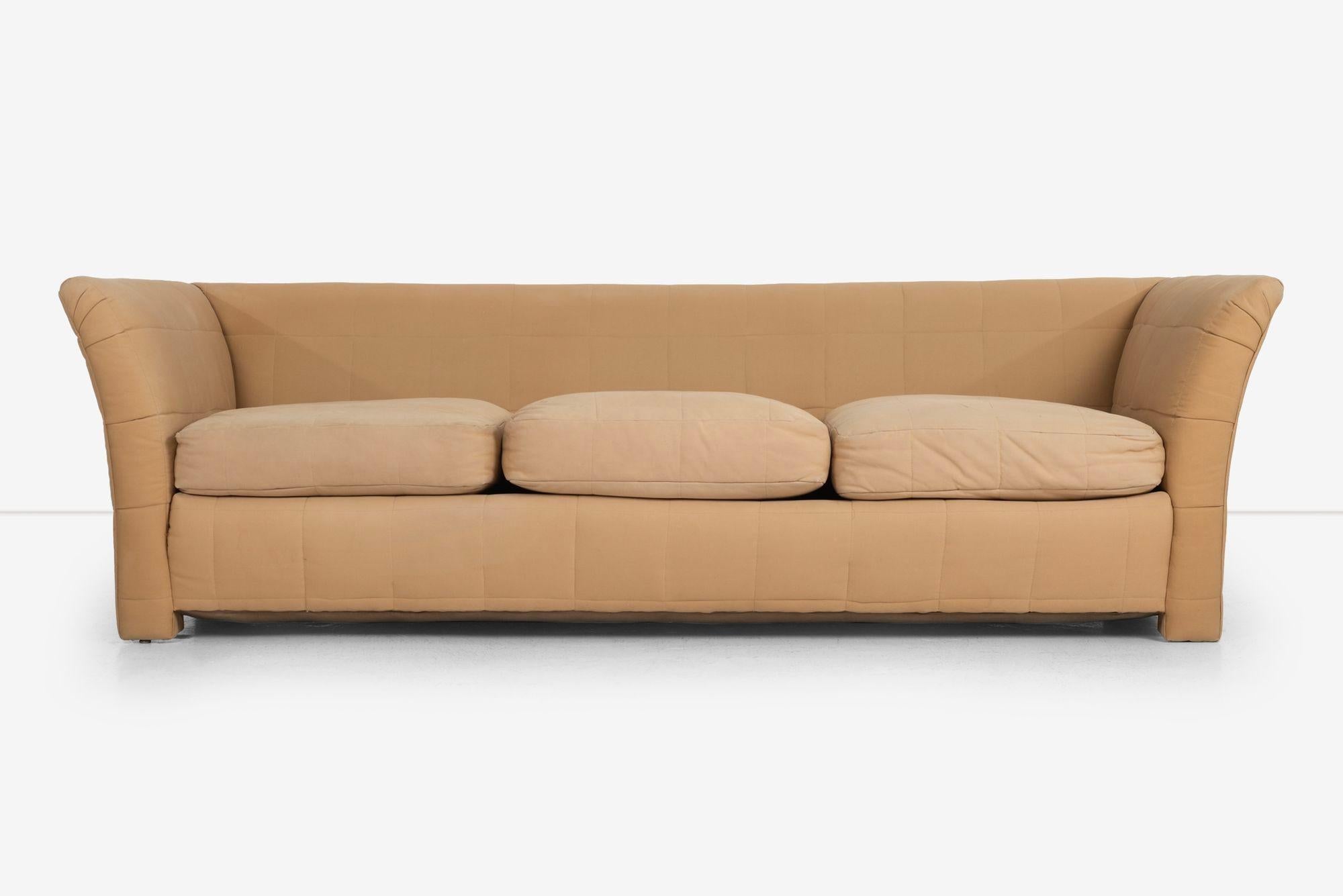 John Mascheroni for Swaim Furniture Quilted Tan Three Seat Sofa 1970's im Angebot 10