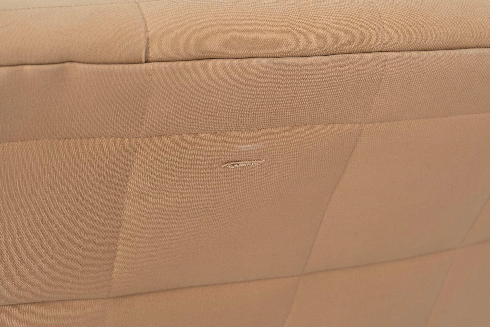 John Mascheroni for Swaim Furniture Quilted Tan Three Seat Sofa 1970's im Angebot 11
