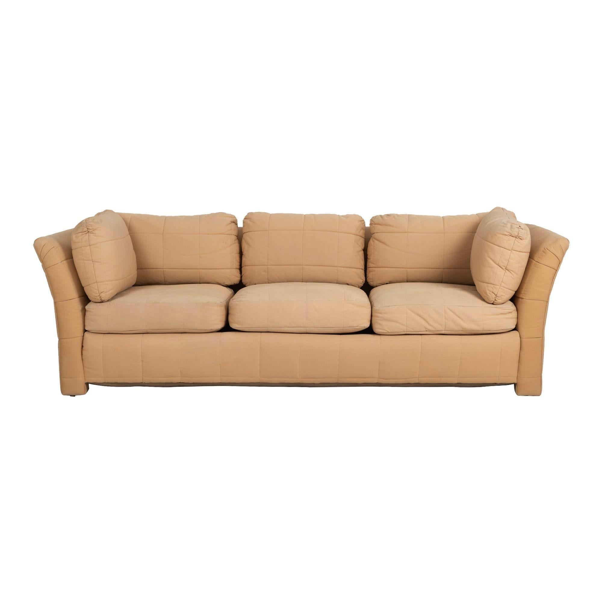 John Mascheroni for Swaim Furniture Quilted Tan Three Seat Sofa 1970's im Angebot 12