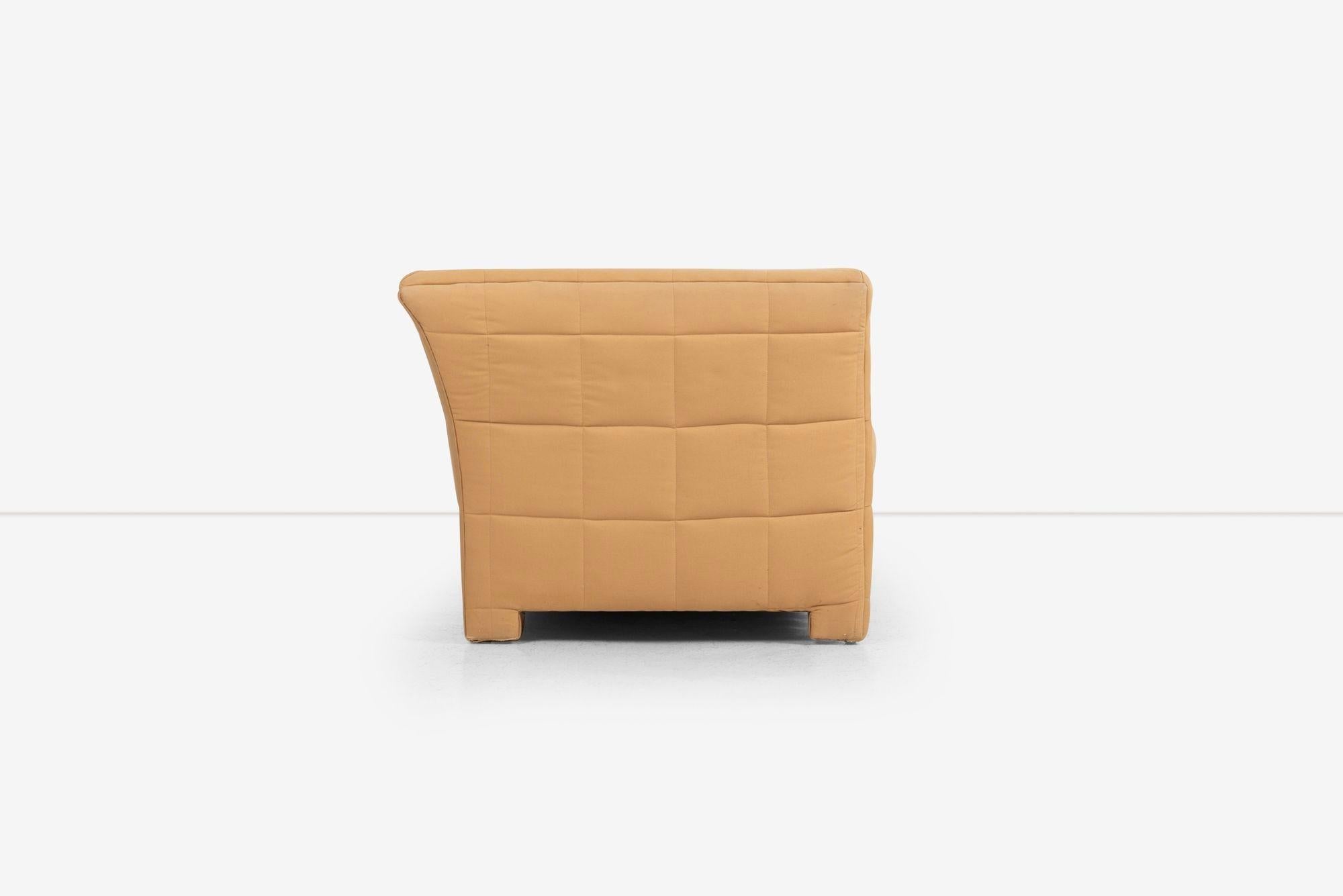 John Mascheroni for Swaim Furniture Quilted Tan Three Seat Sofa 1970's im Angebot 1