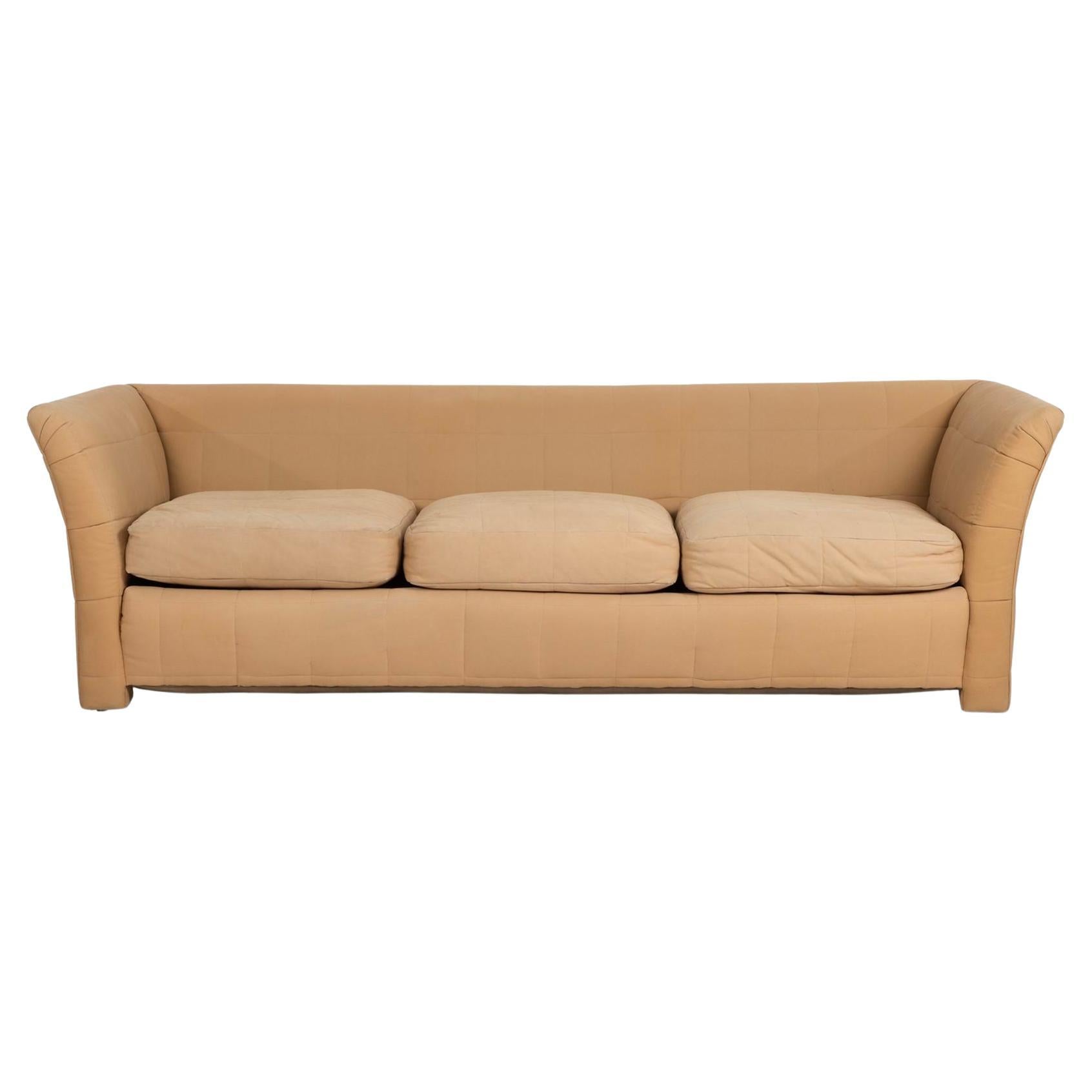 John Mascheroni for Swaim Furniture Quilted Tan Three Seat Sofa 1970's