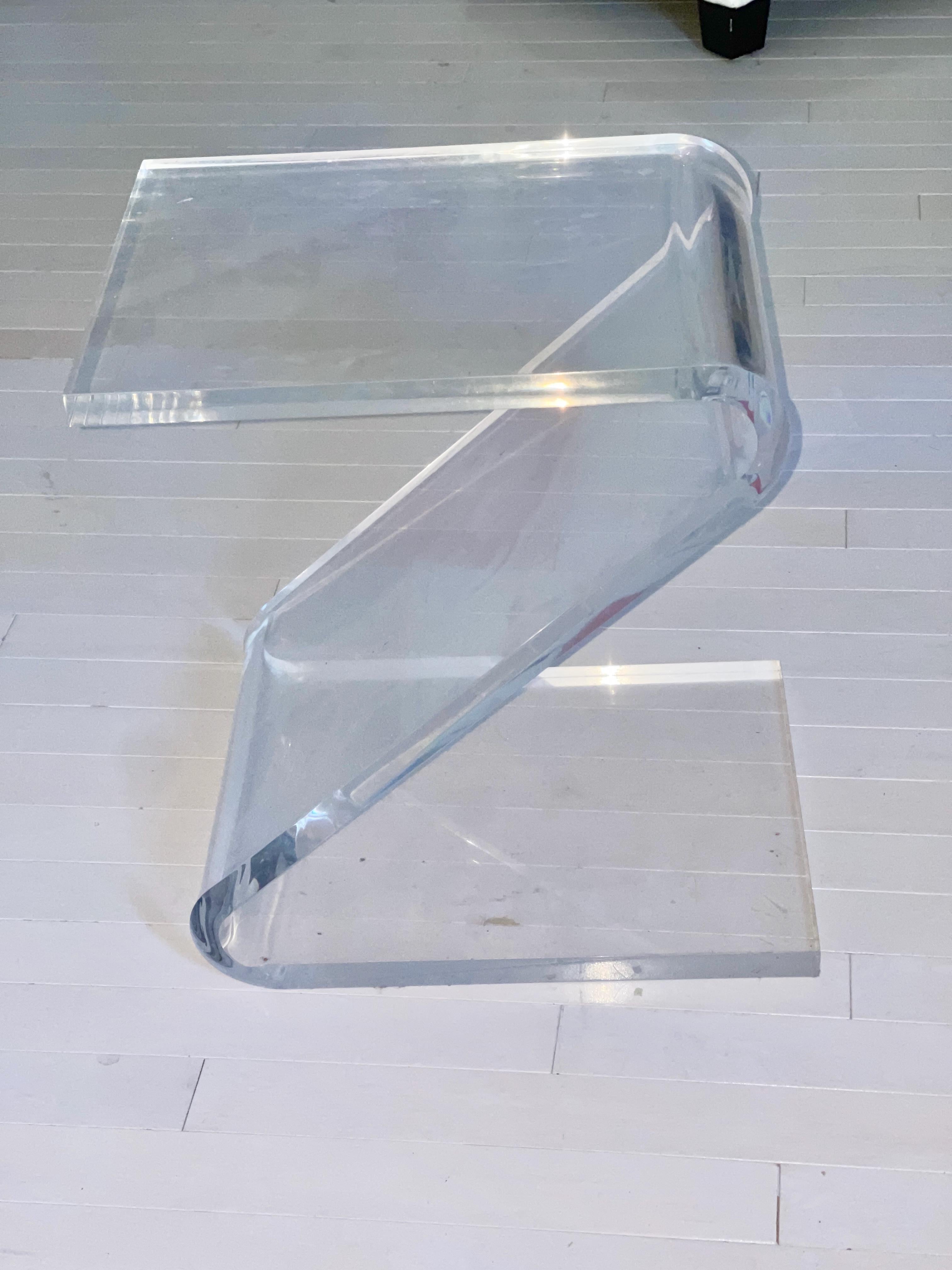 Late 20th Century John Mascheroni Lucite Z-Form Side Tables (3 available)