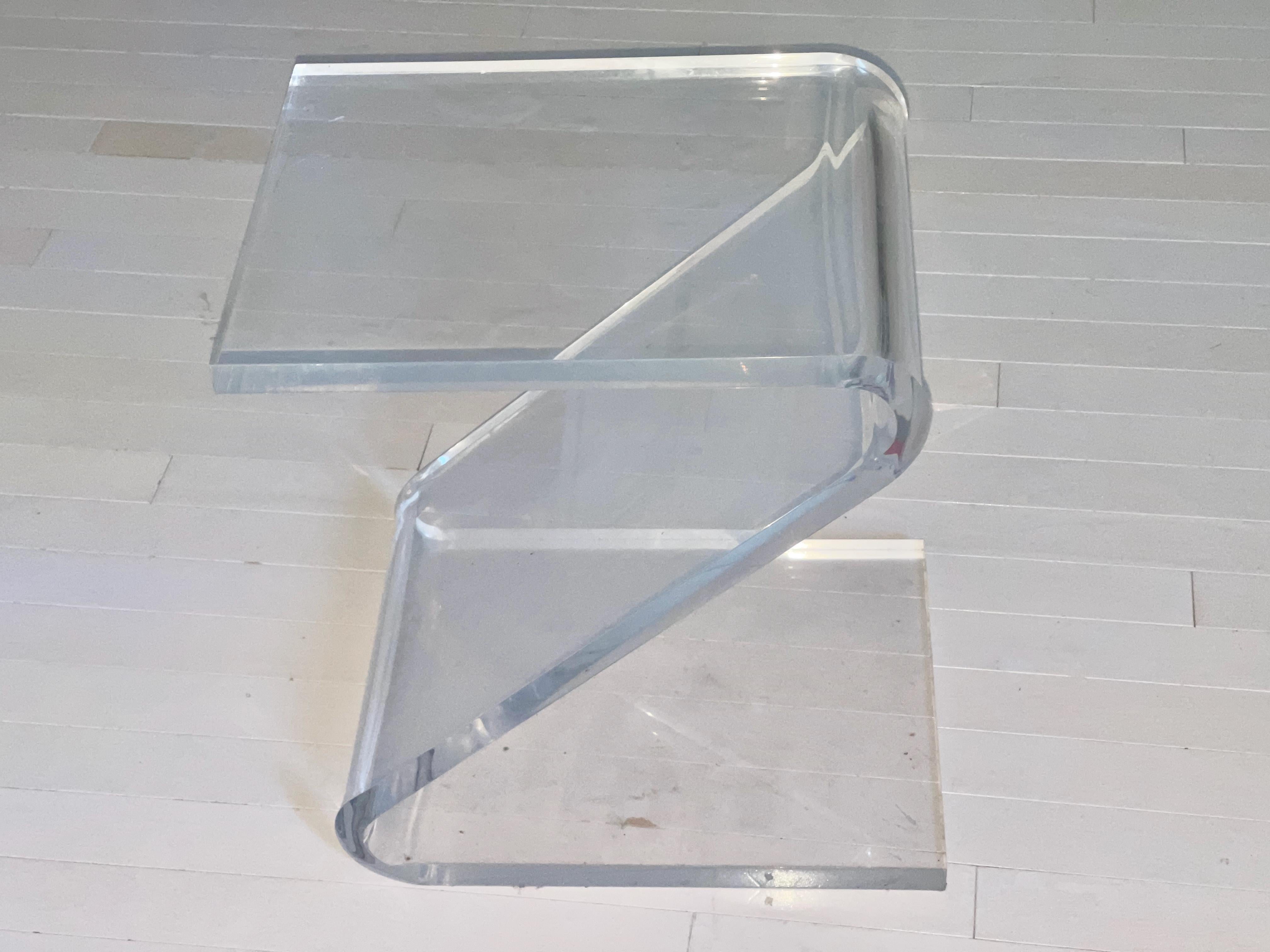 John Mascheroni Lucite Z-Form Side Tables (3 available) For Sale 1