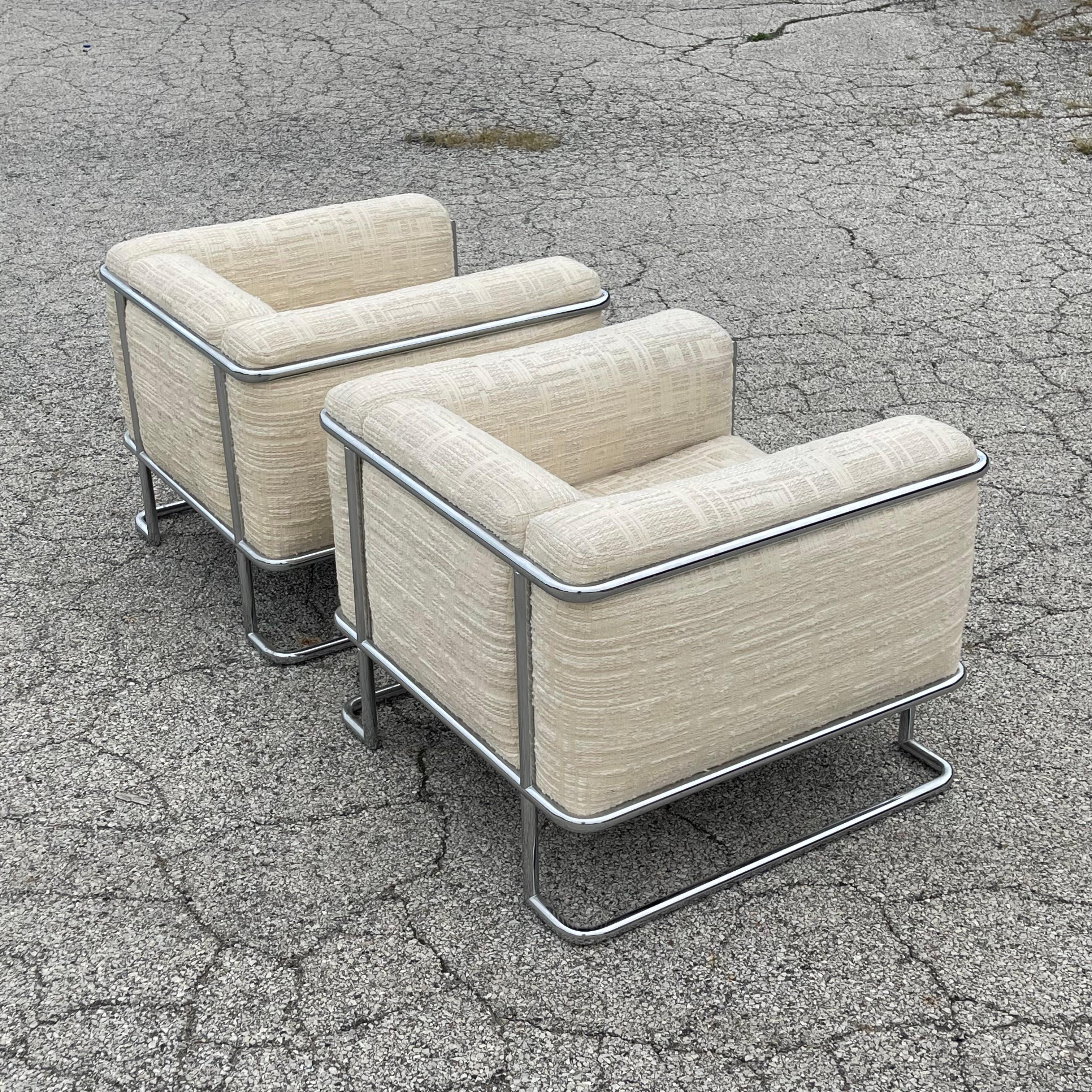 Plated John Mascheroni Pair of Lounge Chairs by Swaim Originals For Sale