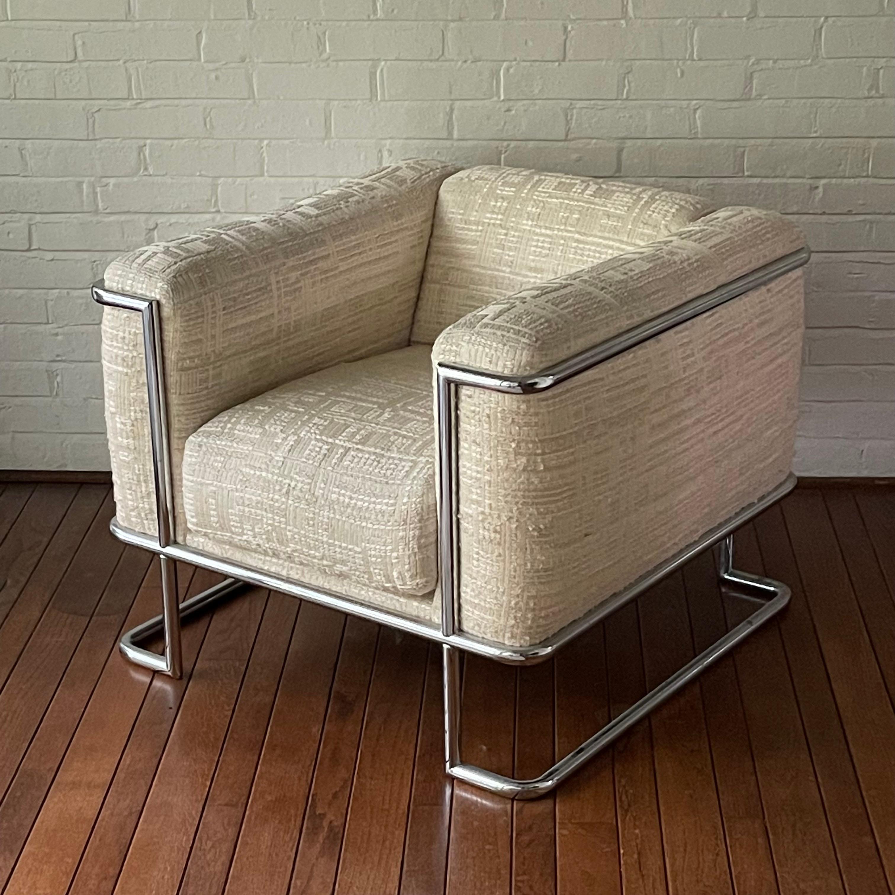 Steel John Mascheroni Pair of Lounge Chairs by Swaim Originals For Sale
